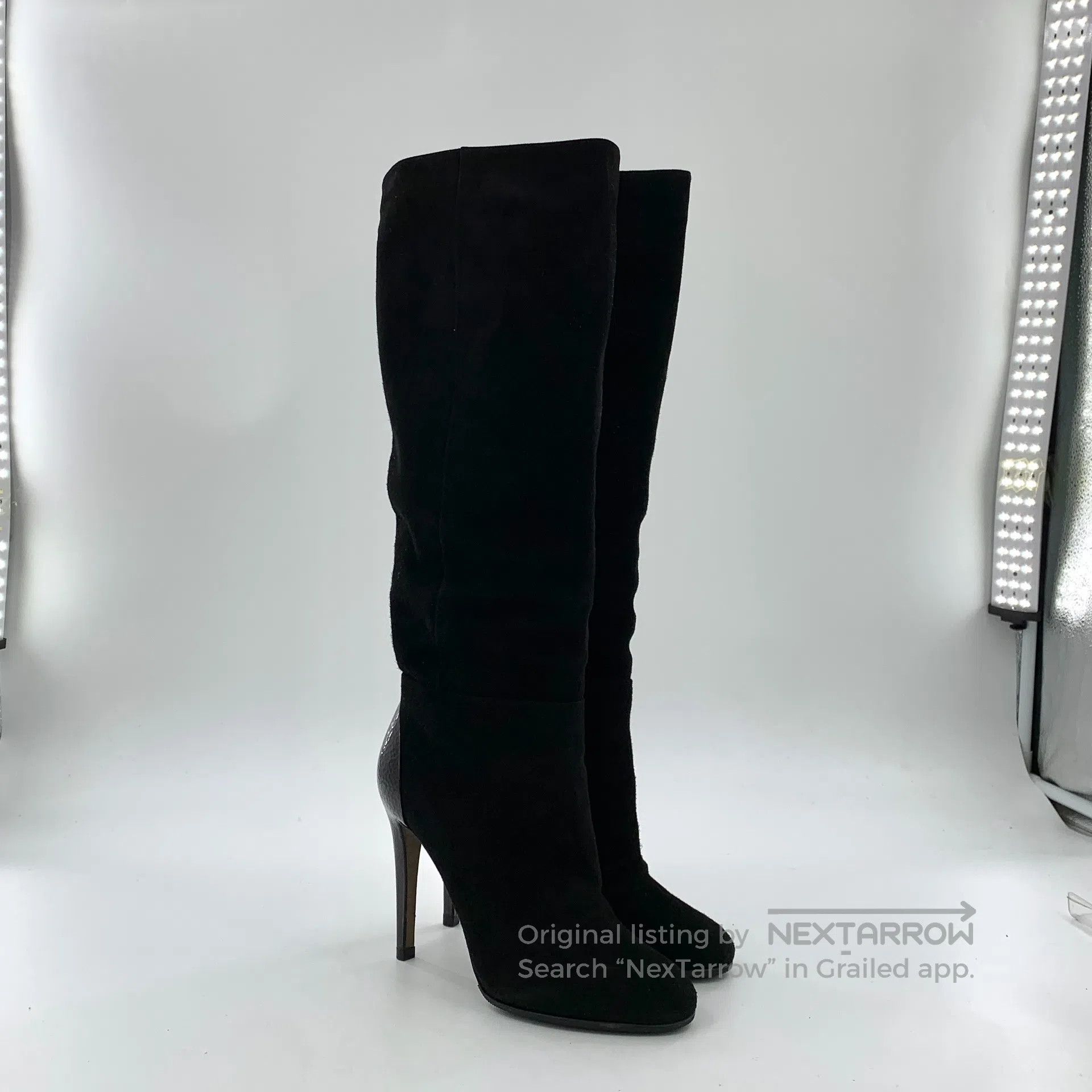 Sergio Rossi Sergio Rossi Black round toe suede fine heel high boots| Size US 6 / IT 36 - 2 Thumbnail