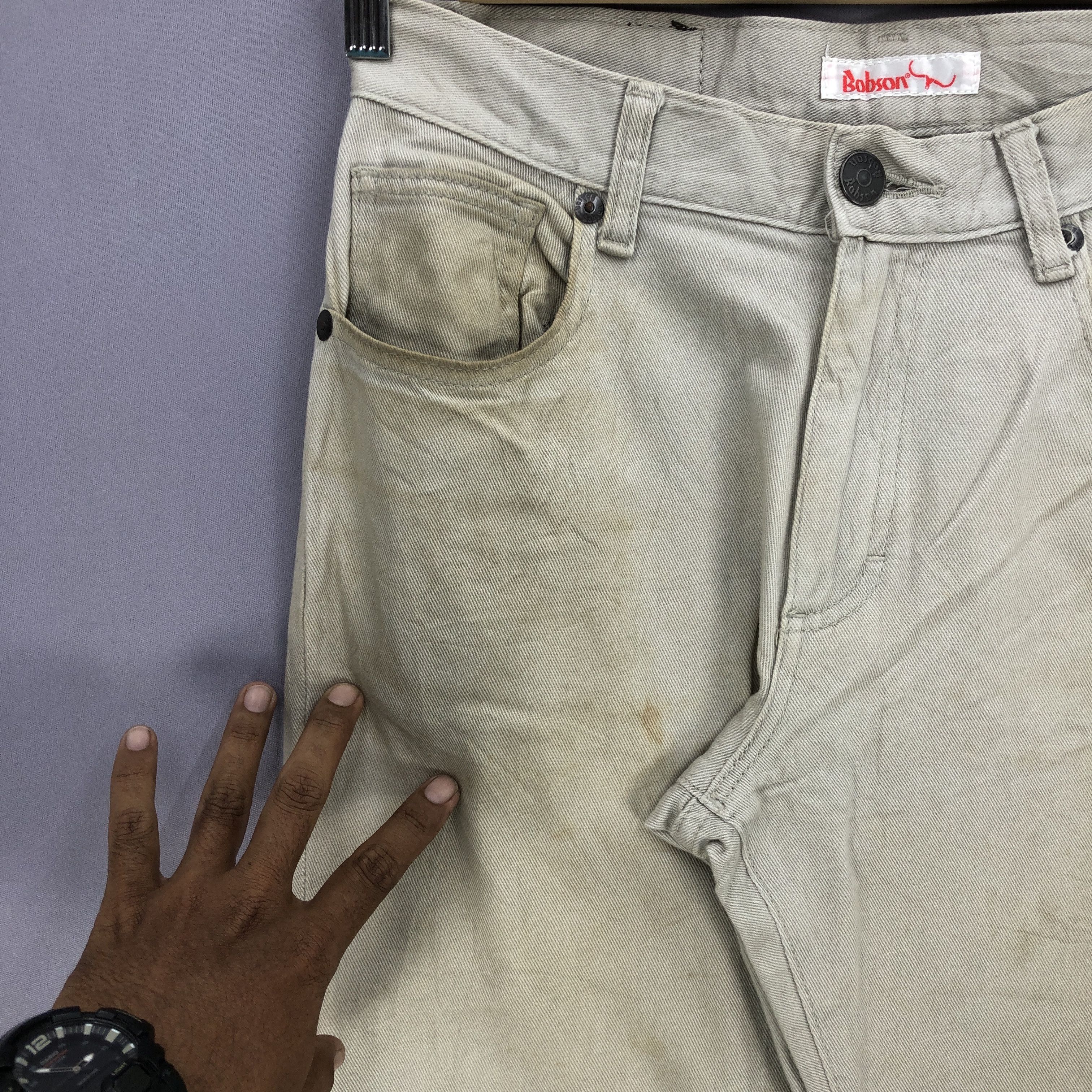 Japanese Brand Vintage Bobson Dirty Wash Jeans Beige Rusty Denim Pants Size US 30 / EU 46 - 4 Thumbnail