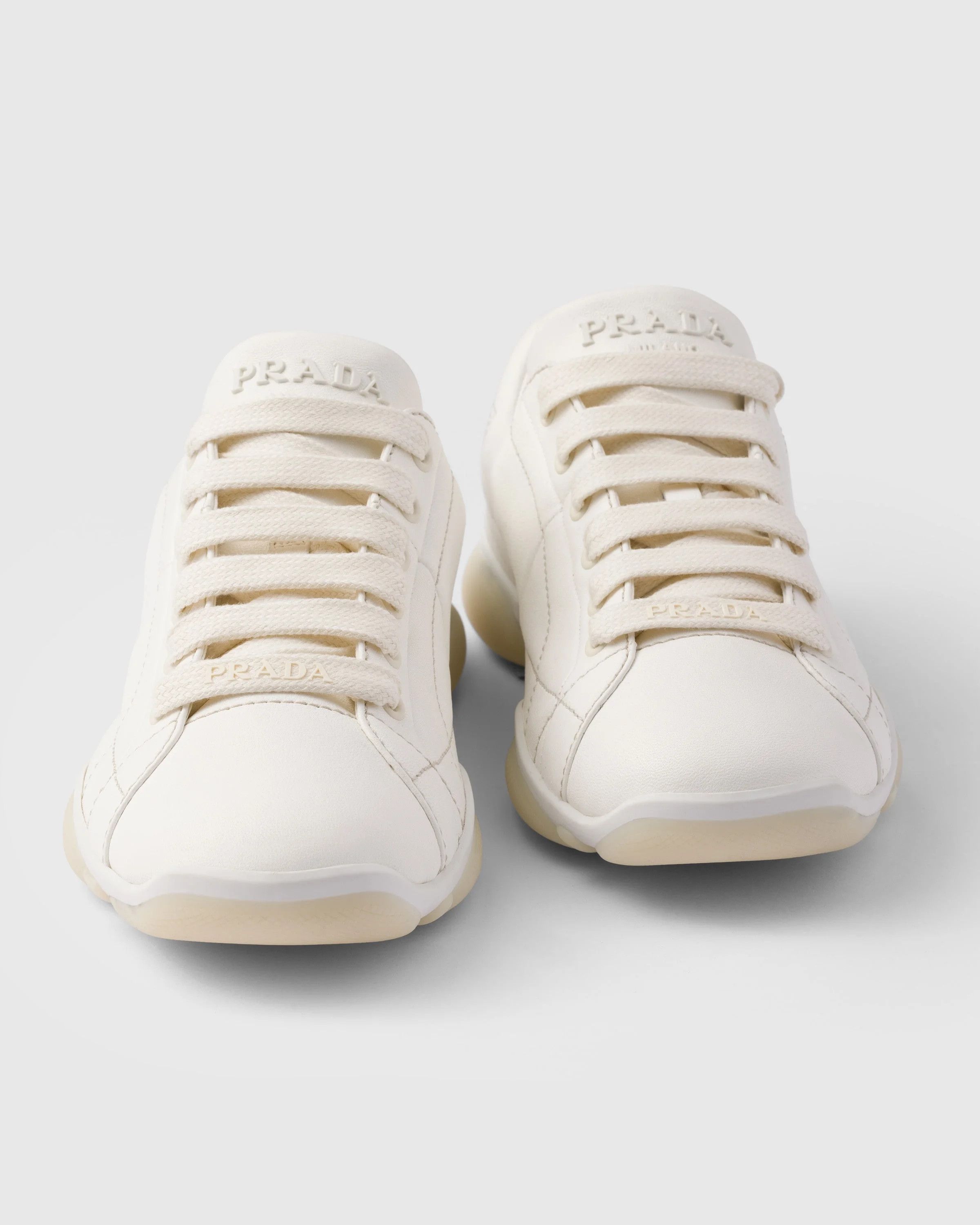 Prada o1srvl11e0226 Dup / Nappa Leather Sneakers in Ivory Size US 11 / IT 41 - 5 Thumbnail