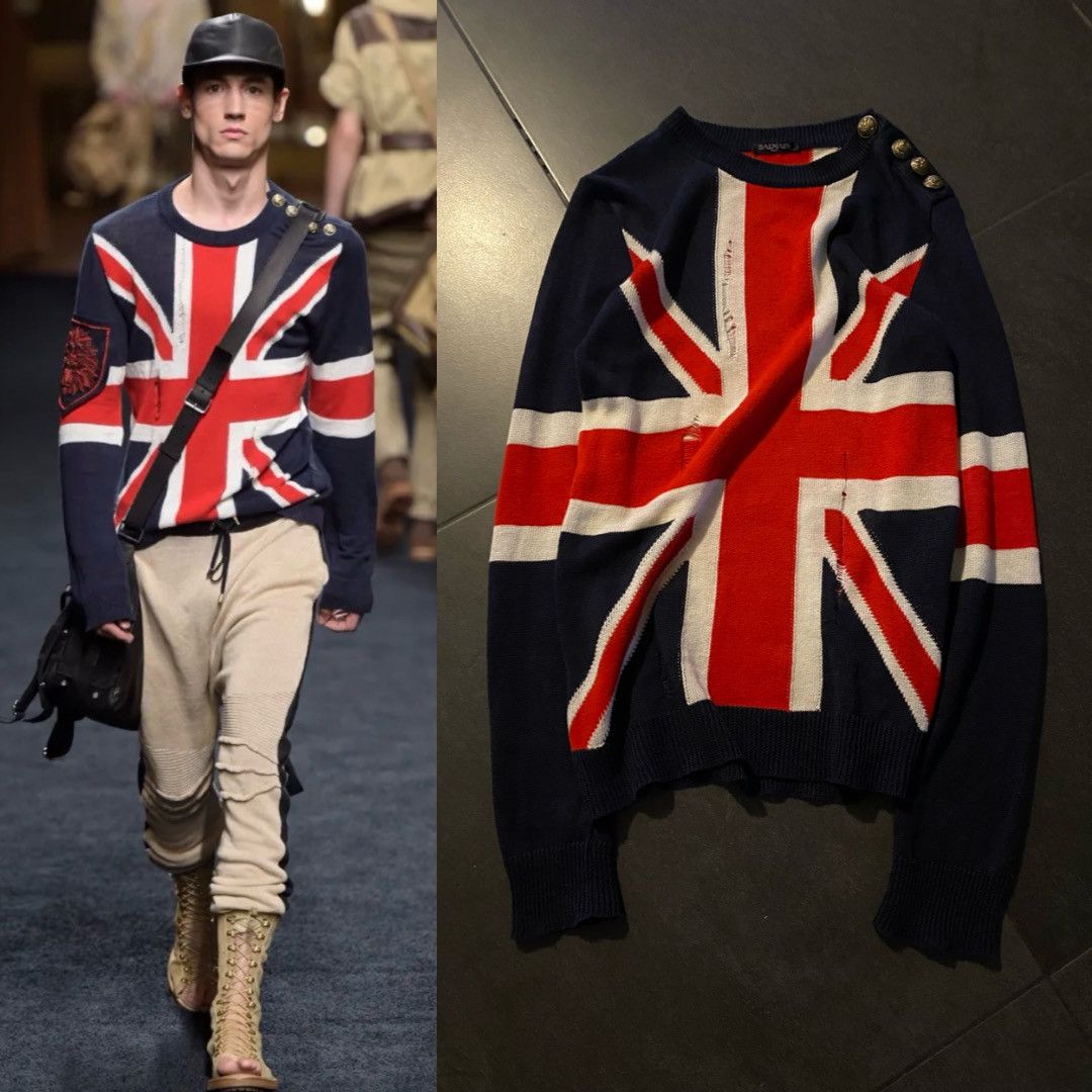 Balmain × Pierre Balmain Balmain SS16 Runway Distressed Union Jack
