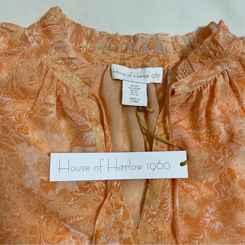 House of Harlow NWT New House of Harlow 1960 Orange Flutter Sleeve Blouse T Size XS / US 0-2 / IT 36-38 - 7 Thumbnail
