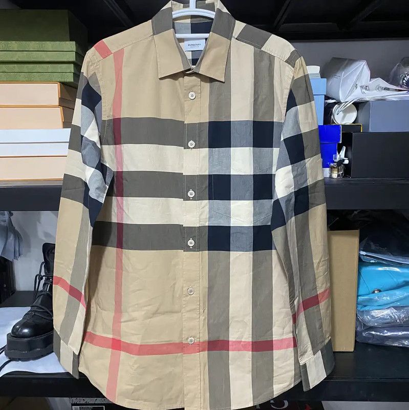 Burberry Burberry Beige Cotton Long Sleeve Shirt Size US S / EU 44-46 / 1 - 1 Thumbnail