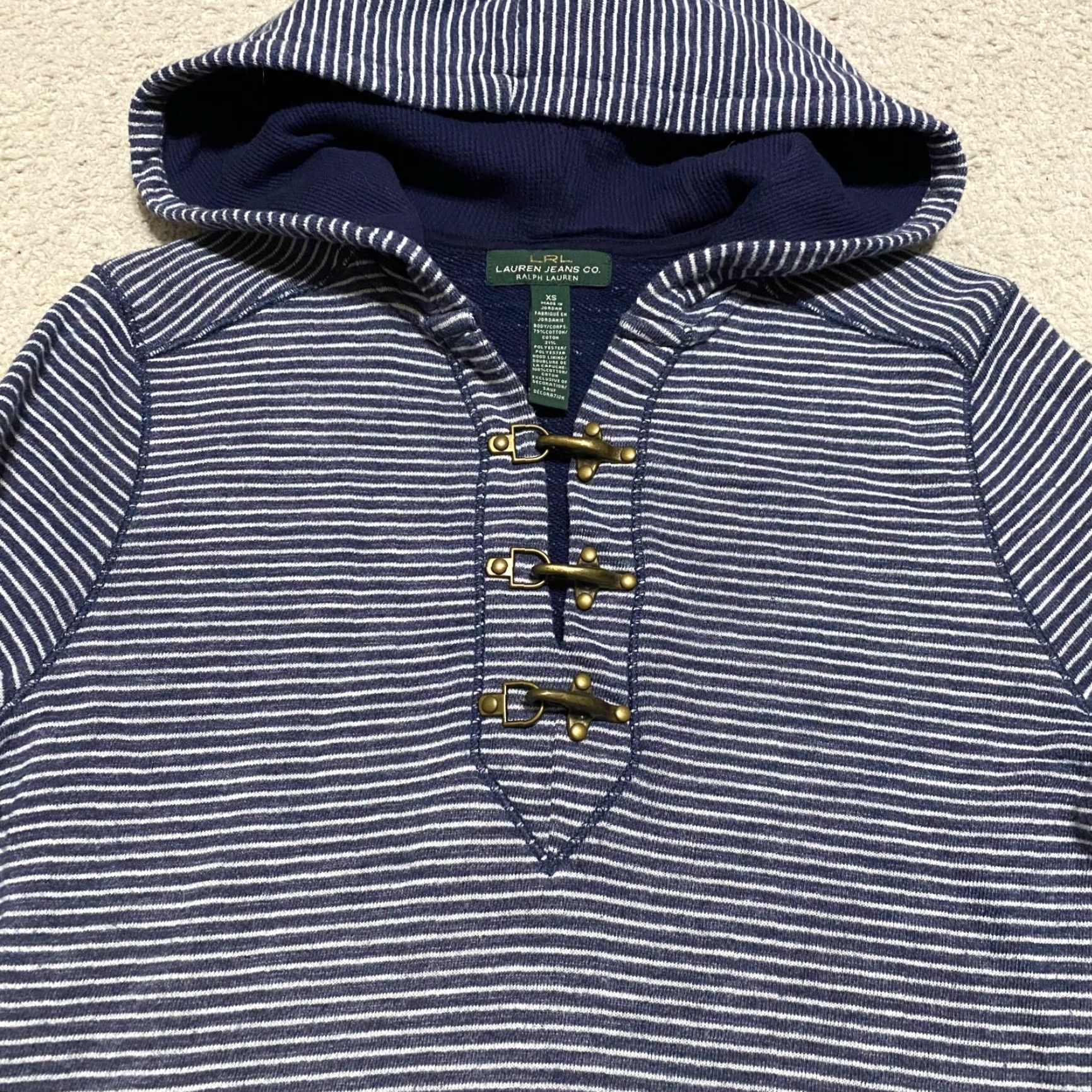 Ralph Lauren Ralph Lauren Womens XS Hoodie Hooded Blue Striped Pockets Pullover Size XS / US 0-2 / IT 36-38 - 6 Thumbnail