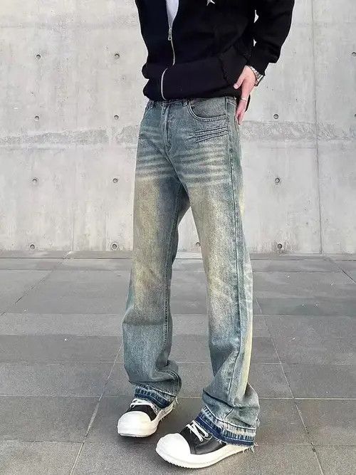 Jean Street Y2K vintage washed baggy micro flare jeans Size US 32 / EU 48 - 1 Thumbnail