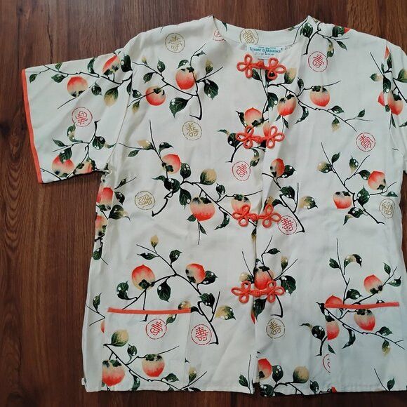 Other Vintage Leisure Fashions Peach Blossom Rayon Blouse Shirt Size M / US 6-8 / IT 42-44 - 2 Thumbnail