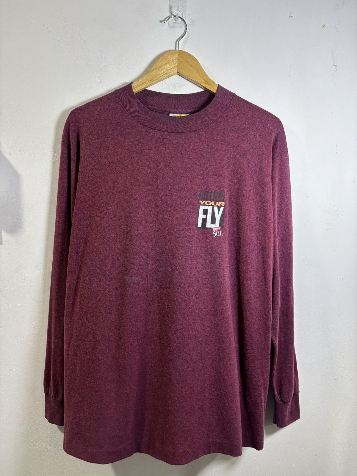 Levi's × Vintage Vintage Levis Button Your Fly 501 Tshirt Size US M / EU 48-50 / 2 - 1 Thumbnail