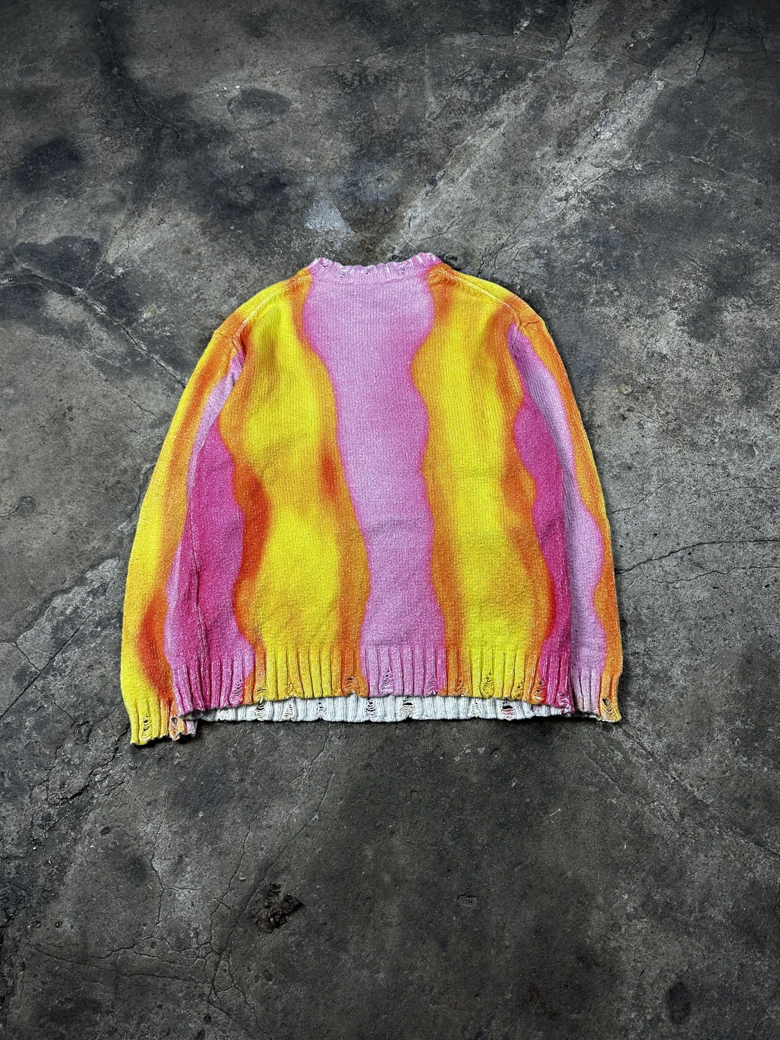 Acne Studios FW21 Acne Studios Motion Striped Distressed Knit Sweater Size US M / EU 48-50 / 2 - 6 Thumbnail
