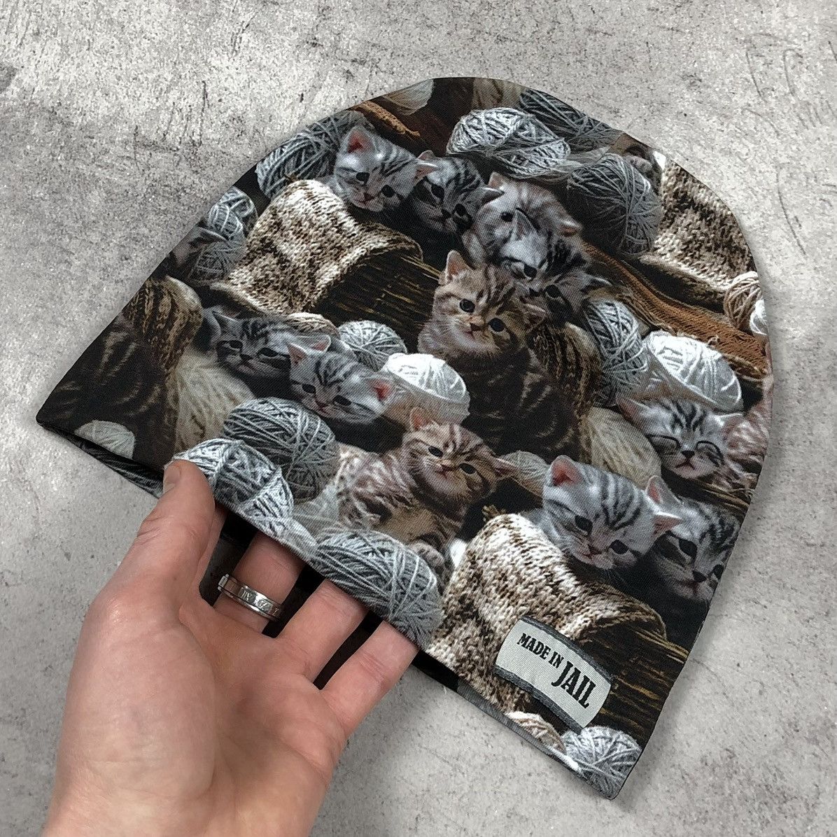 Vintage Made In Jail Kittens Beanie Hat AOP Krimprod Sweden Prison Size ONE SIZE - 5 Thumbnail