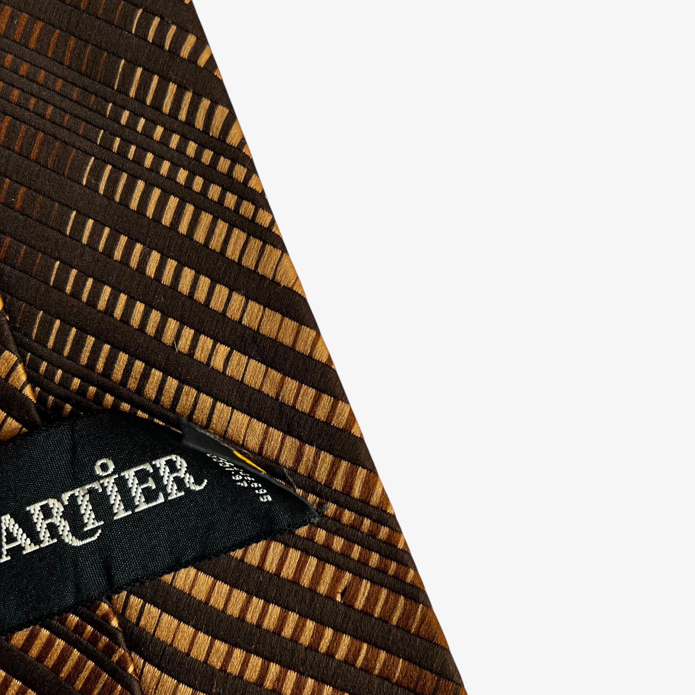 Cartier Vintage 60s Cartier Gold And Brown Striped Silk Tie Size ONE SIZE - 5 Thumbnail