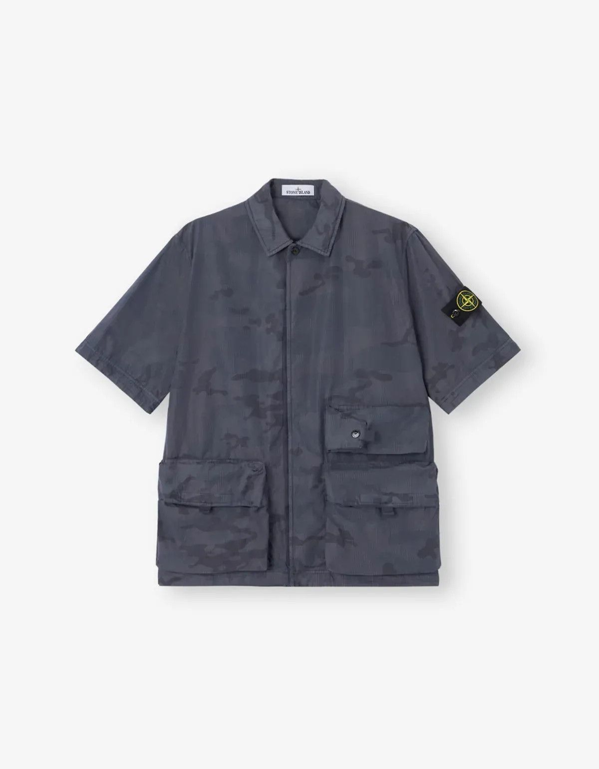 Stone Island Stone Island Blue Grey Faded Camo Ripstop-TC Shirt Size US M / EU 48-50 / 2 - 1 Thumbnail