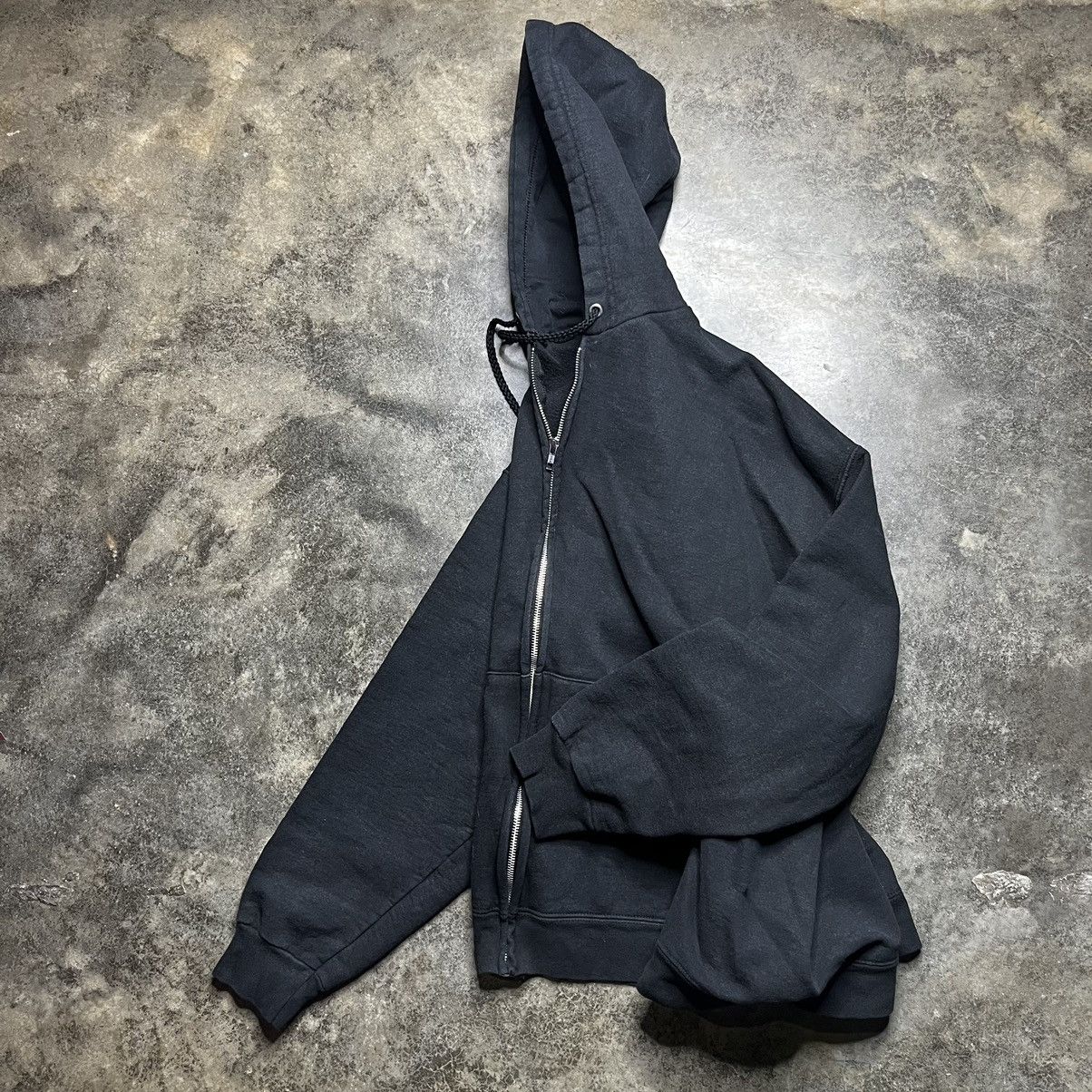 Vintage Vintage Thrashed Blank Zip Up Hoodie 90s Baggy Size US XL / EU 56 / 4 - 2 Thumbnail