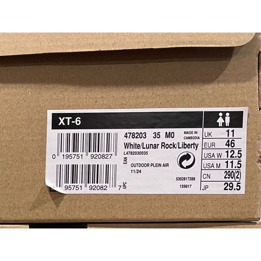 Salomon Salomon XT-6 White Lunar Rock Liberty Mens 11.5us Size US 11.5 / EU 44-45 - 8 Thumbnail