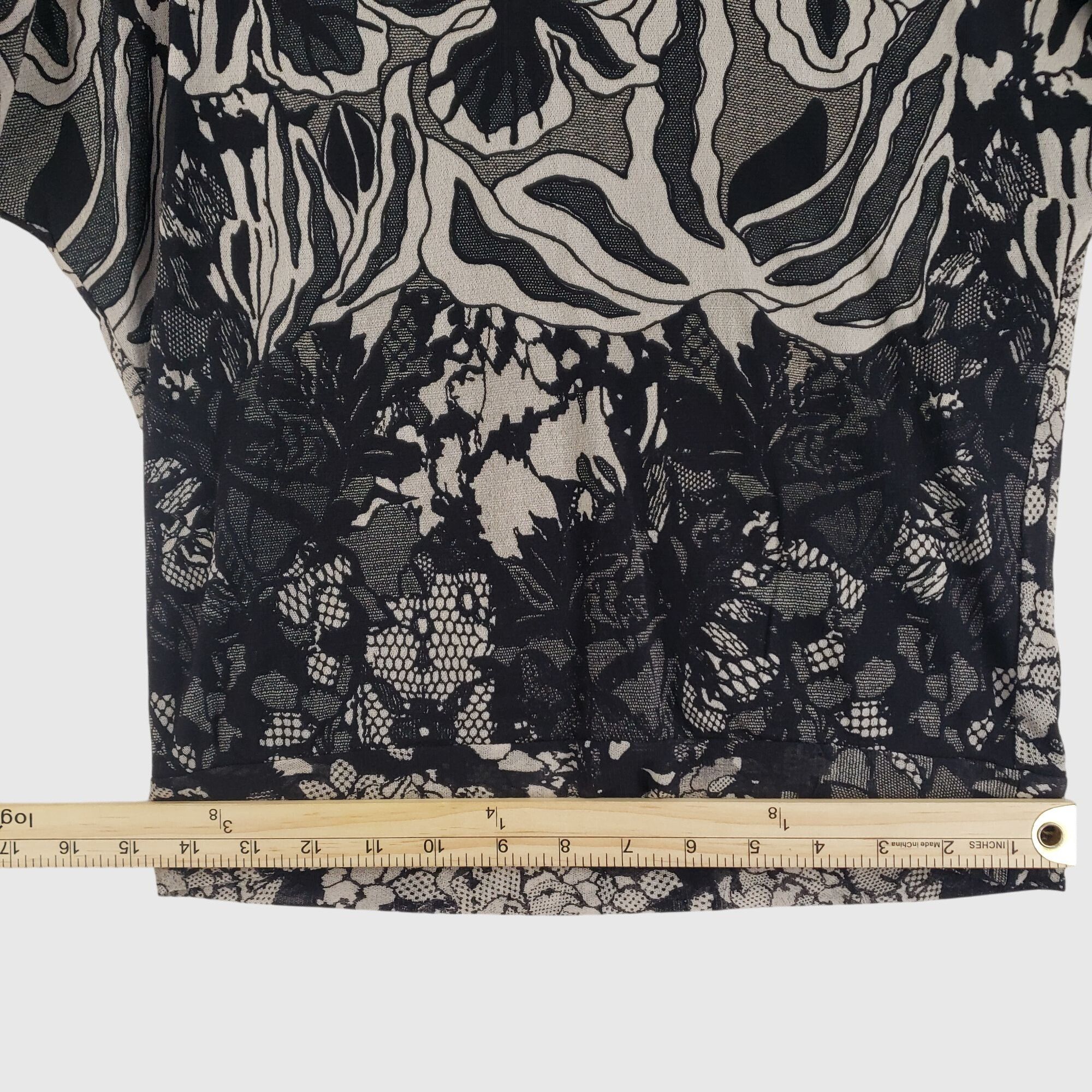 FUZZI FUZZI Italy Floral Mesh Top Black Beige Puff Sleeve Blouse Size M / US 6-8 / IT 42-44 - 5 Thumbnail