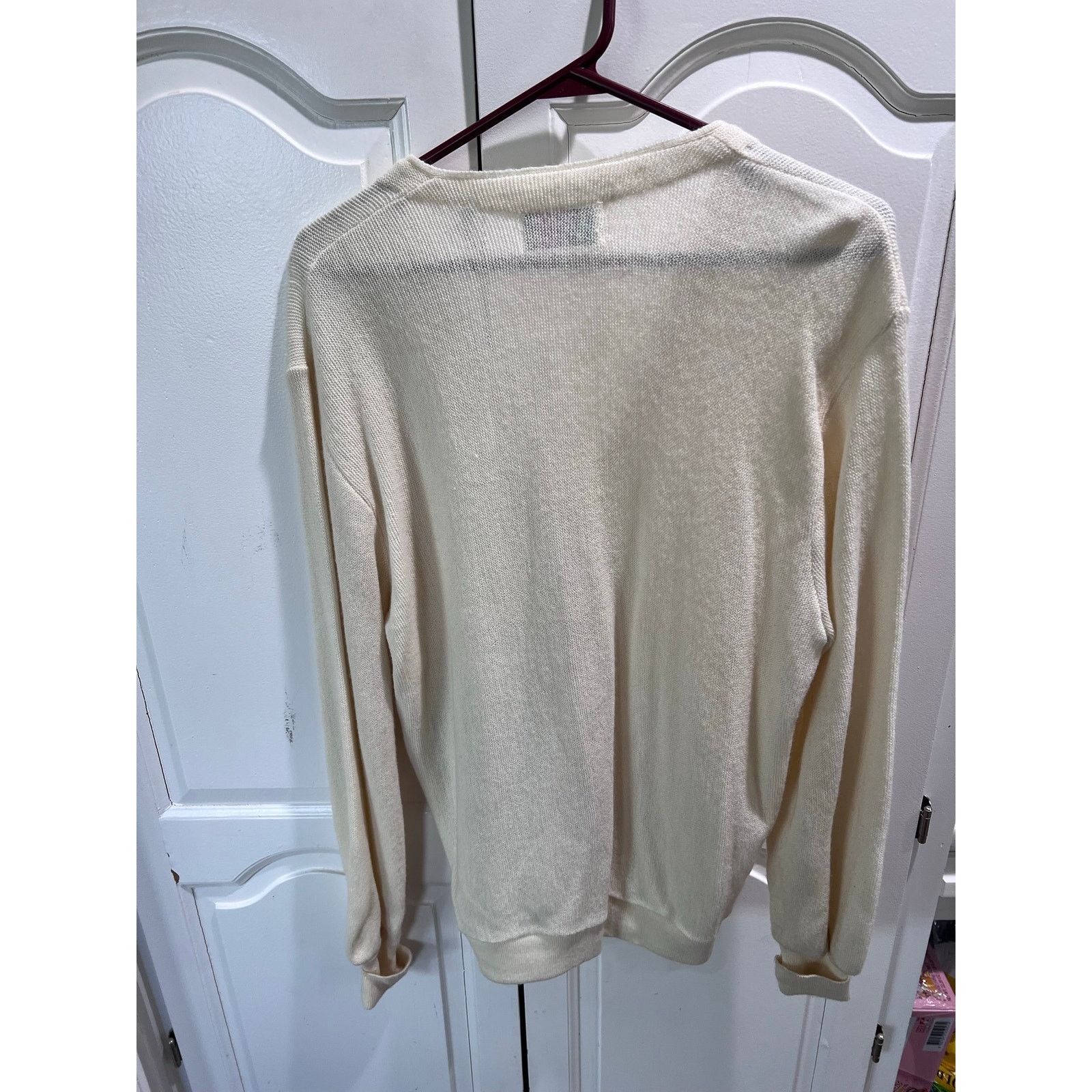 Lacoste Vintage IZOD Lacoste Cardigan Sweater Mens M Cream V Neck Size US M / EU 48-50 / 2 - 2 Thumbnail
