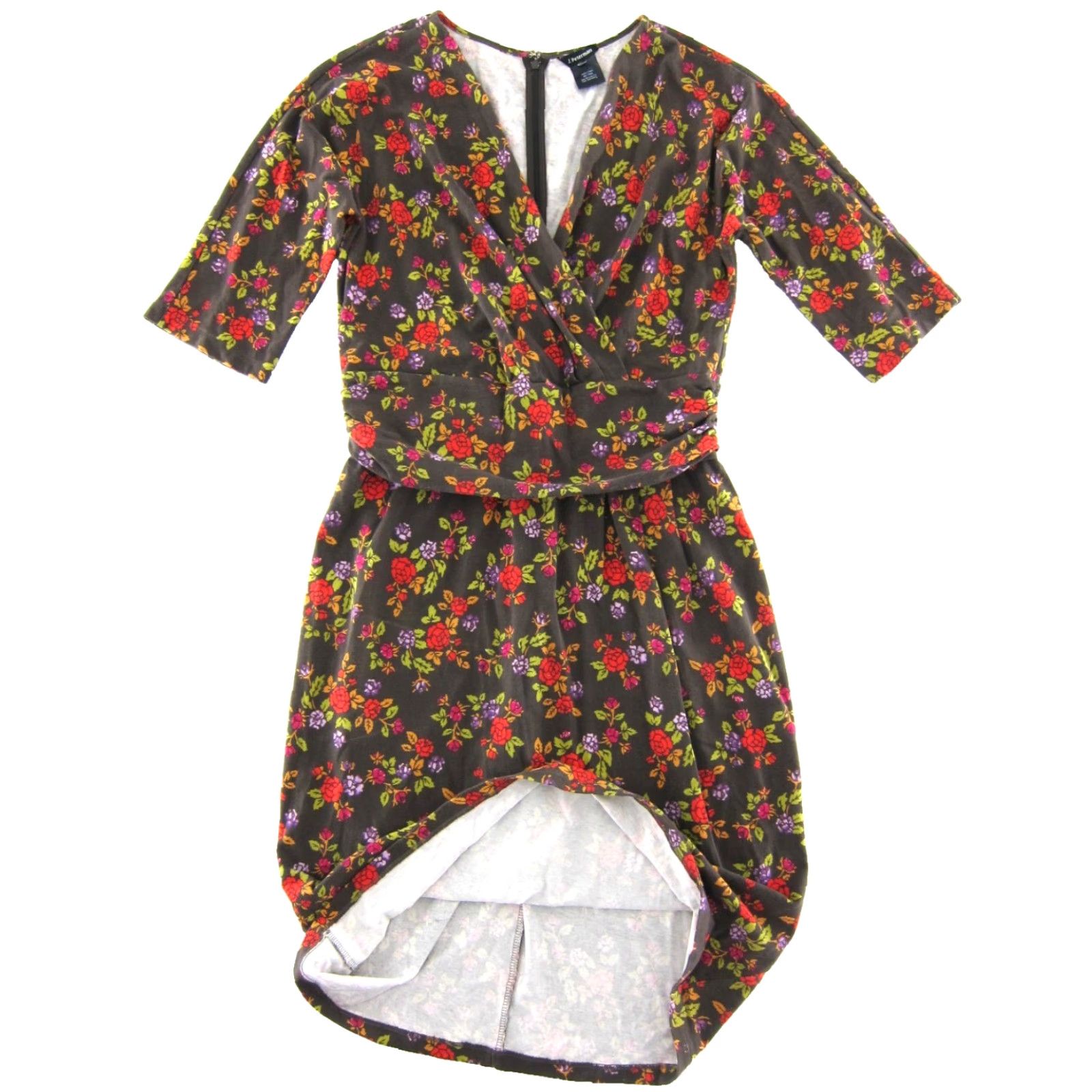 Vintage VTG The J. Peterman Company Brown Red Floral 3/4 Sleeve V-Neck Sheath Dress L Size L / US 10 / IT 46 - 5 Thumbnail