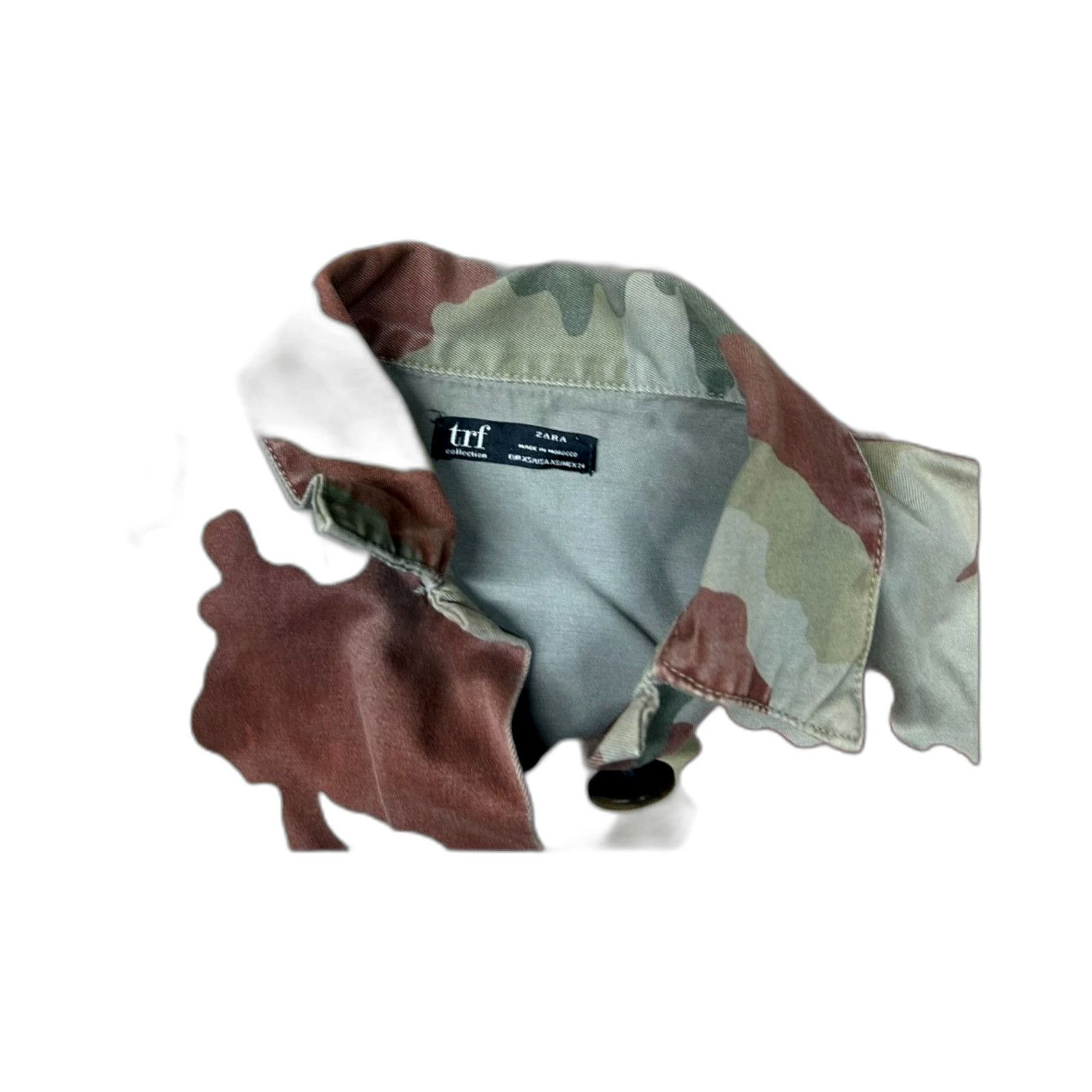 Zara ZARA Women's Green Camo Button Up Military Jacket Top XS 100 Size US XS / EU 42 / 0 - 3 Thumbnail