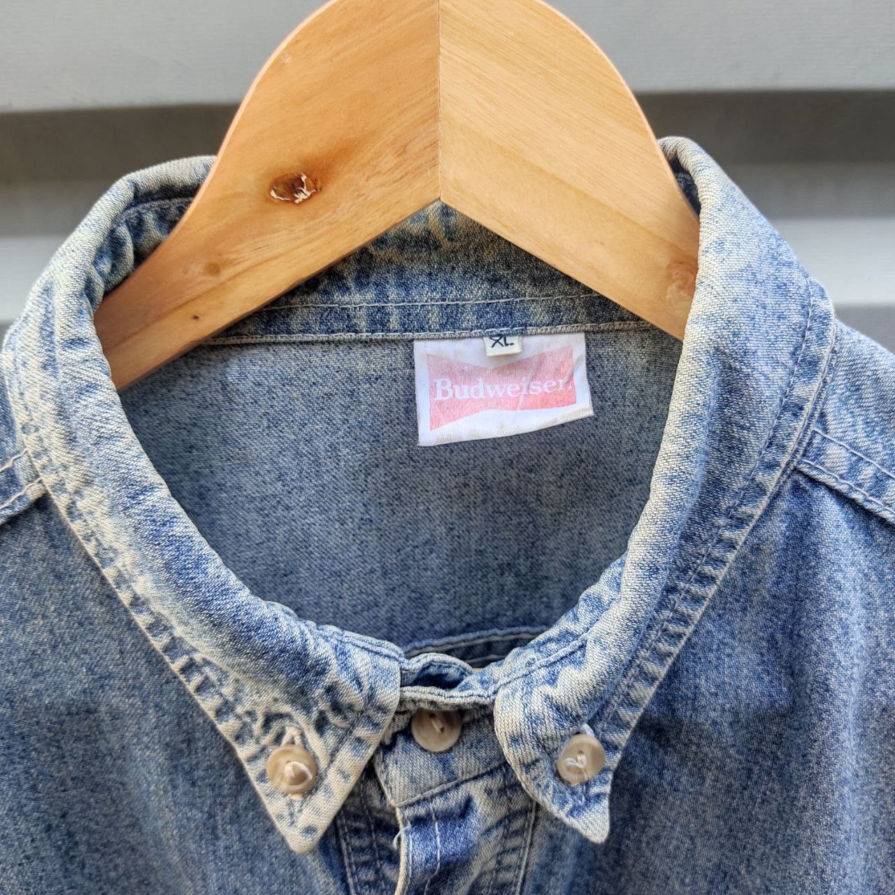 Budweiser × Vintage Vintage 90s Budweiser Embroided Denim Shirt Size US XL / EU 56 / 4 - 3 Thumbnail