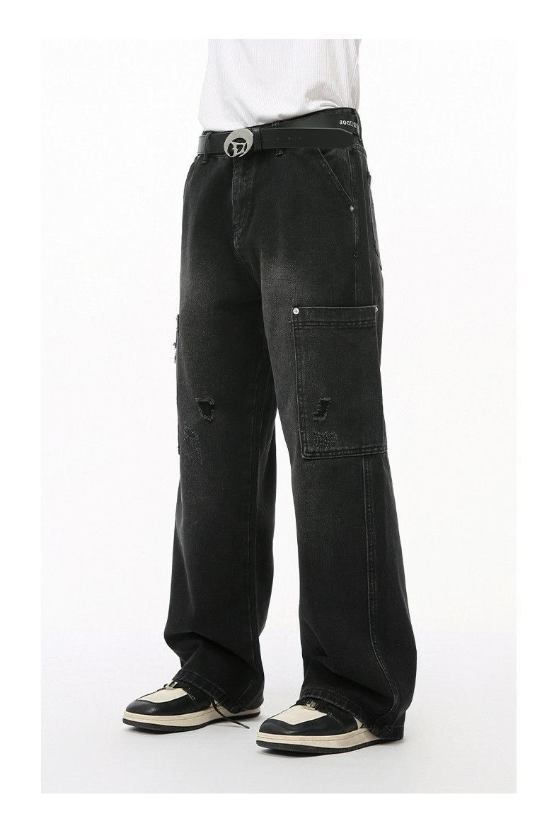 Japanese Brand × Jean Washed ripped side pocket cargo jeans Size US 32 / EU 48 - 4 Thumbnail