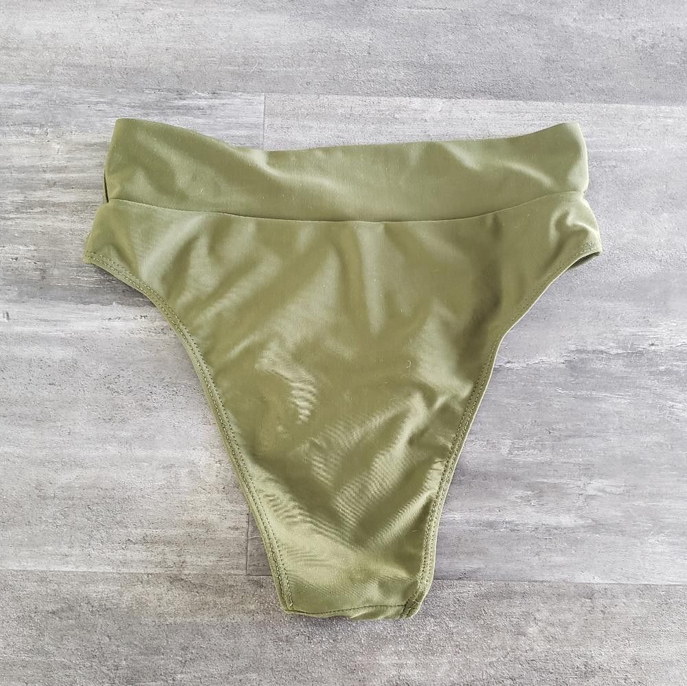 Designer Olive Classic High Waisted Bikini Bottoms Size ONE SIZE - 2 Thumbnail