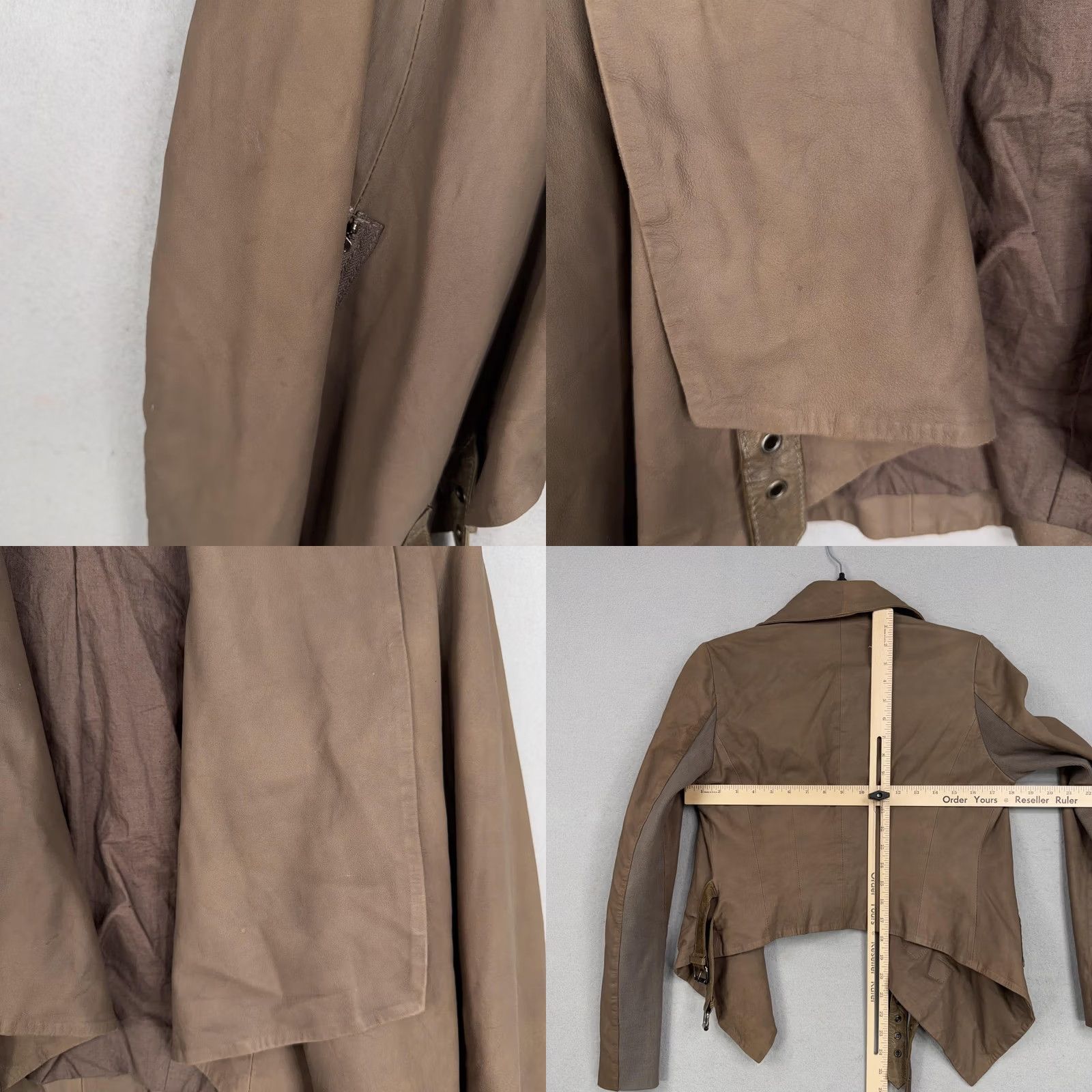 Muubaa Muubaa Jacket Womens 6 Goat Leather Asymmetrical Biker Belted Waterfall Moto Size M / US 6-8 / IT 42-44 - 9 Thumbnail