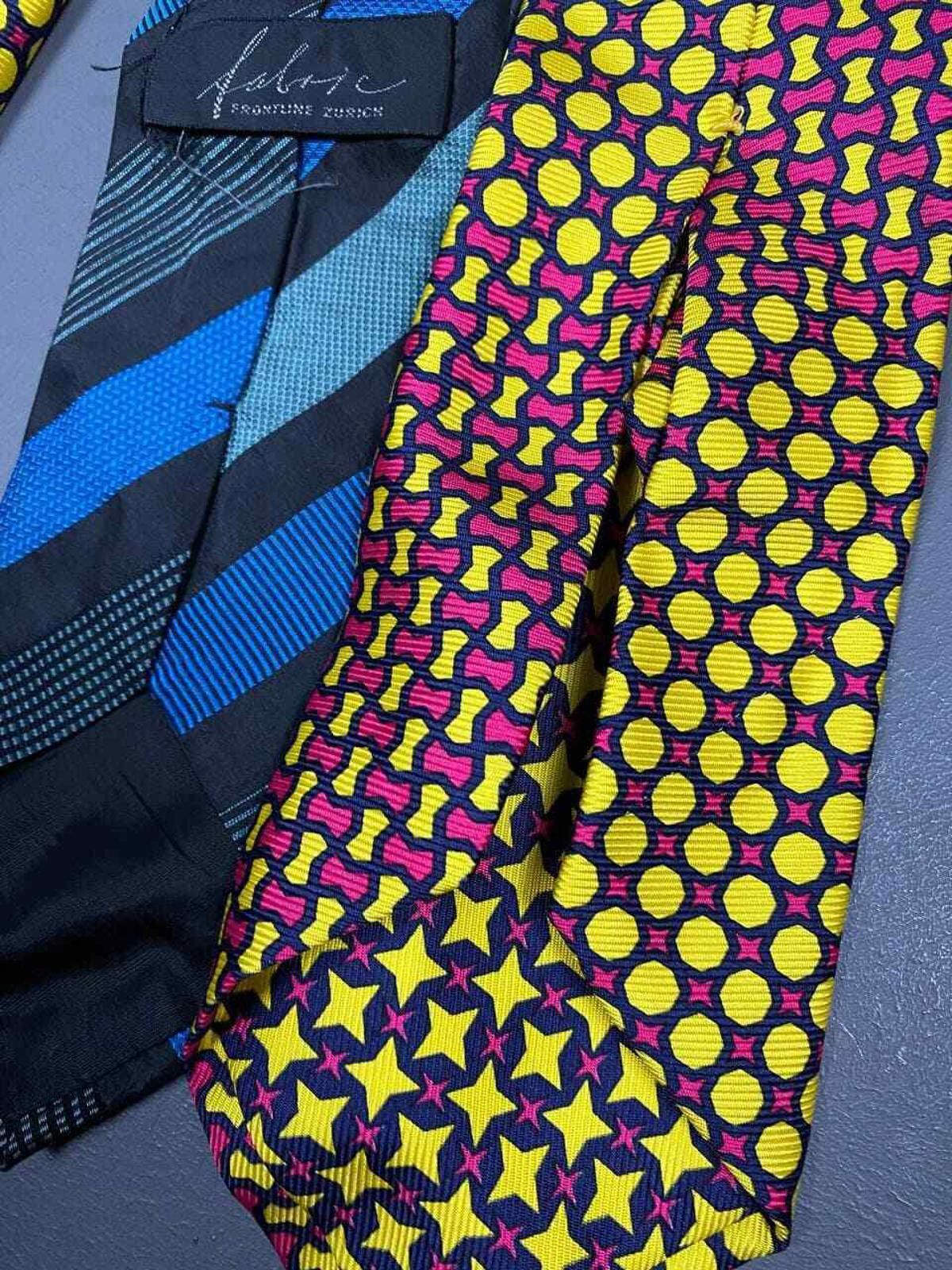 Designer Lot of 2 Fabric Frontline Zurich Silk Tie Blue Stripe Size ONE SIZE - 6 Thumbnail