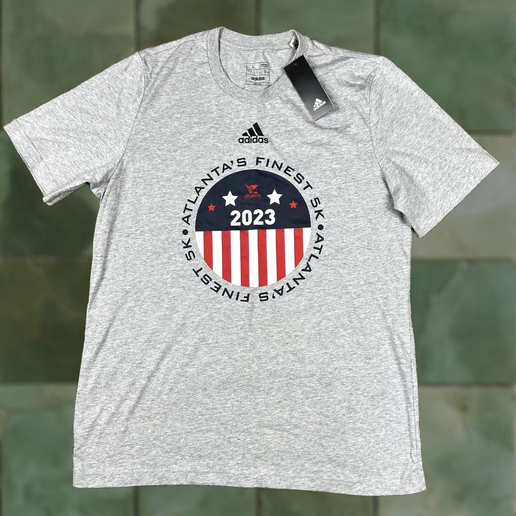 Adidas Adidas Atlanta’s Finest 5K Graphic Shirt Adult Large Performance Activewear Gray Cotton Short Sleeve Crew Neck Heathered Breathing Logo Size US L / EU 52-54 / 3 - 1 Thumbnail