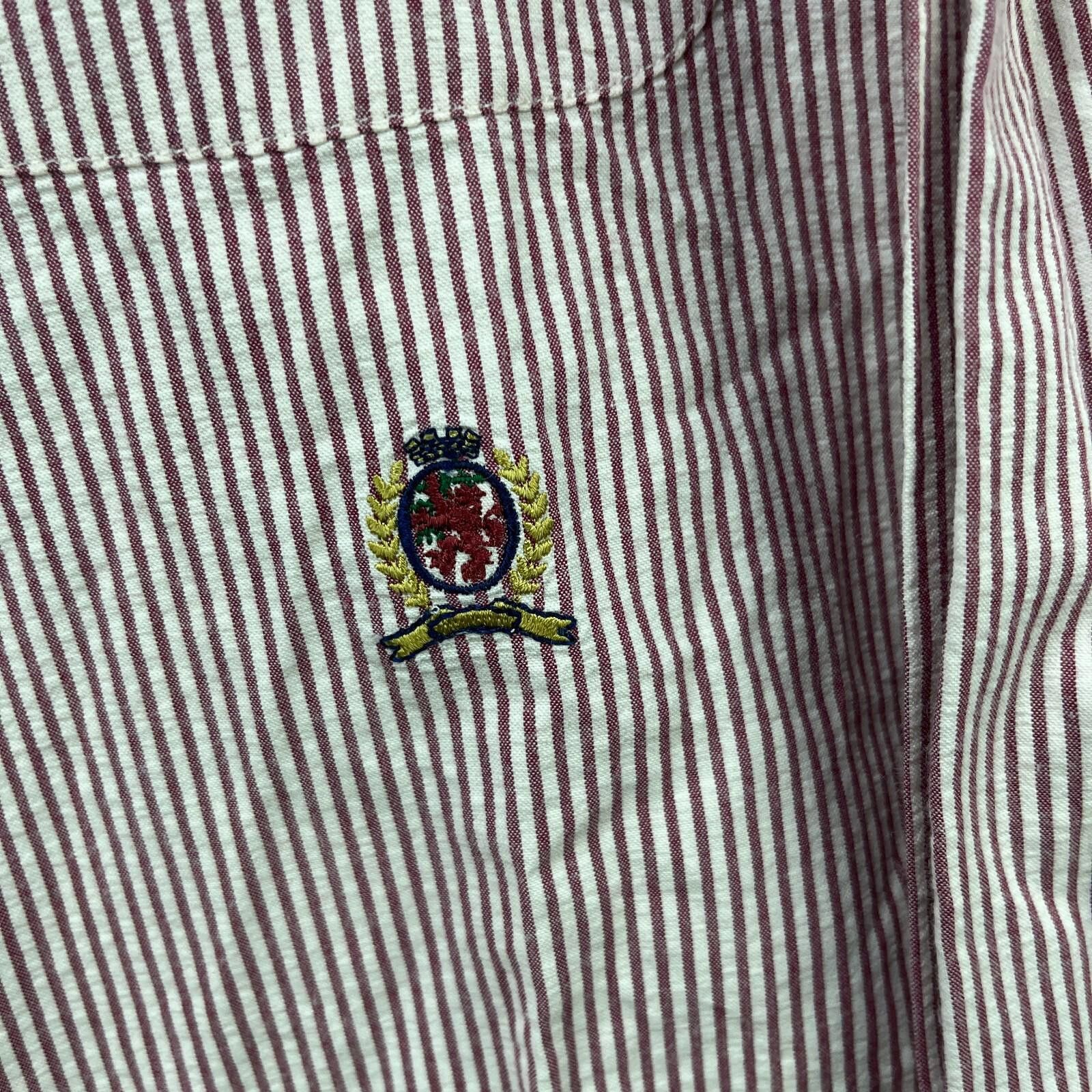 Tommy Hilfiger Vintage 90s Tommy Hilfiger Crest Button Up Shirt Striped XL Size US XL / EU 56 / 4 - 3 Thumbnail
