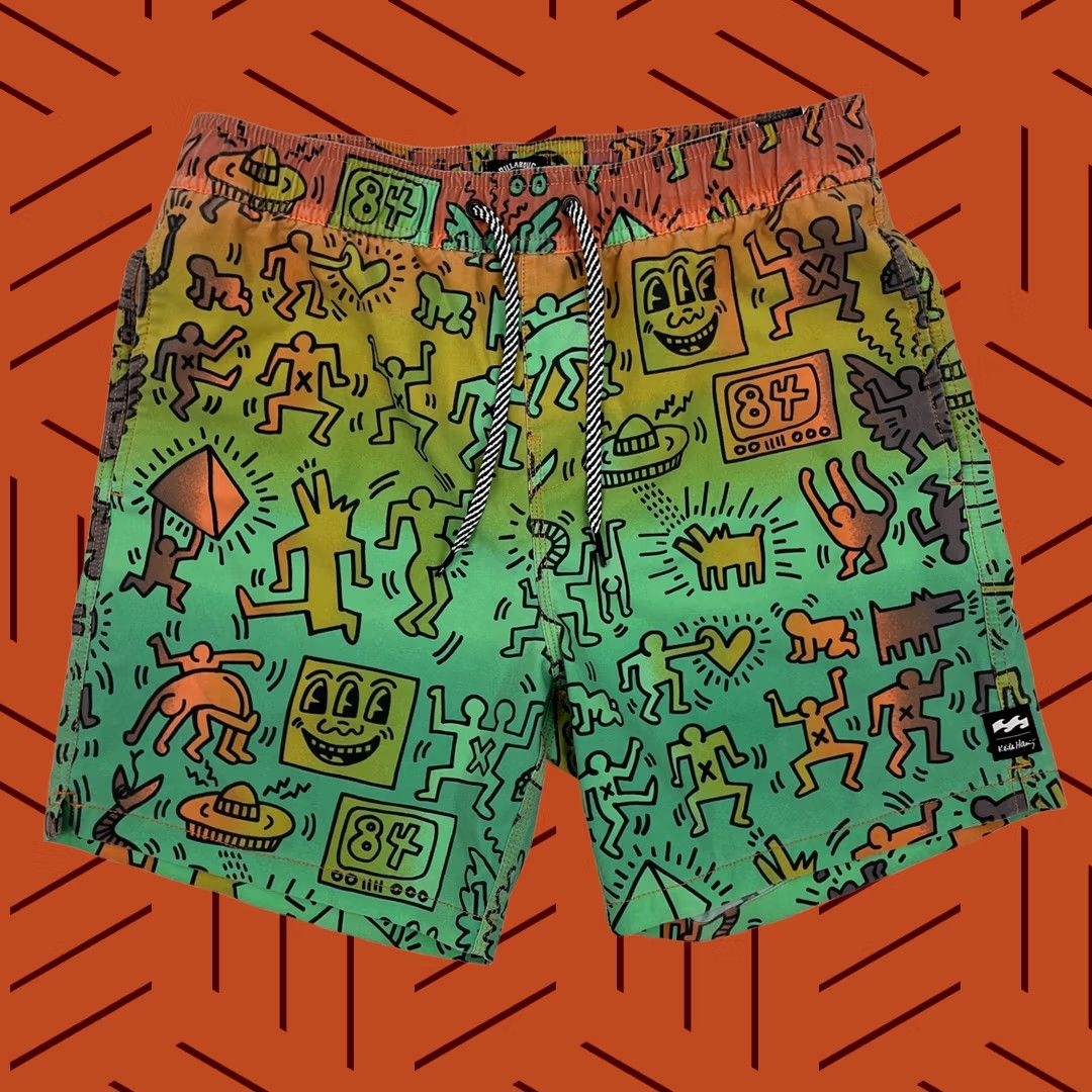 Billabong VINTAGE Billabong Keith Haring Swim Trunks Mens S Unlined Bash Layback Boardshorts 6x N/A Size ONE SIZE - 1 Thumbnail