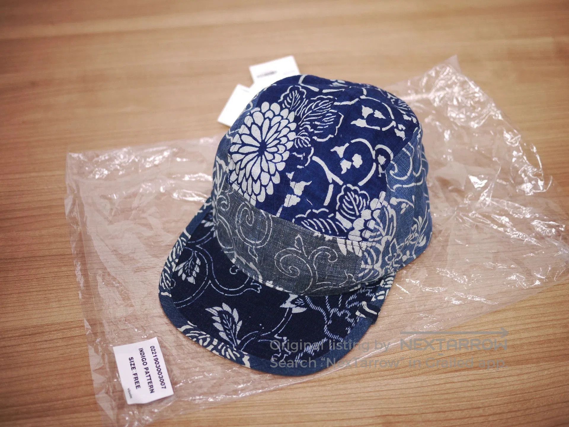 Blue Floral Patterned Cap.