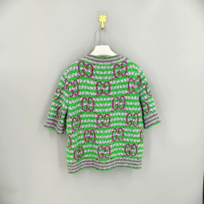 Gucci gucci short sleeve knit top in green-2507 Size L / US 10 / IT 46 - 7 Thumbnail