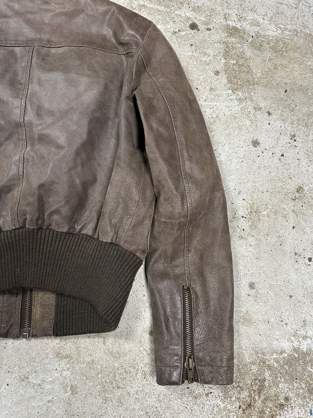 Vintage Vintage Y2K Brown Cropped Leather Utility Bomber Jacket Fly Size US S / EU 44-46 / 1 - 9 Thumbnail