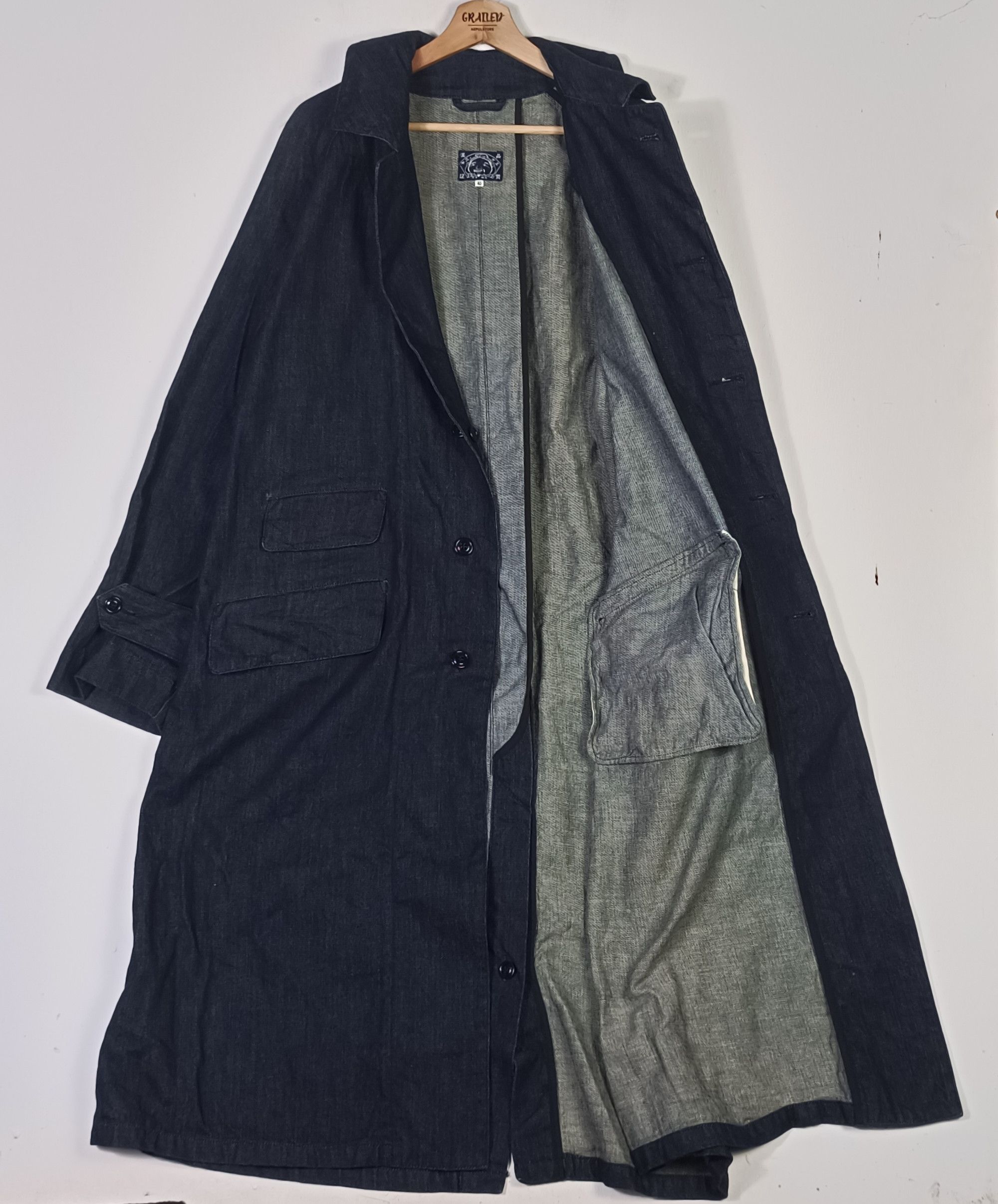 Evisu RARE🔥🔥 EVISU "Autumm Winter" Denim Long Jacket Size US XXL / EU 58 / 5 - 3 Thumbnail