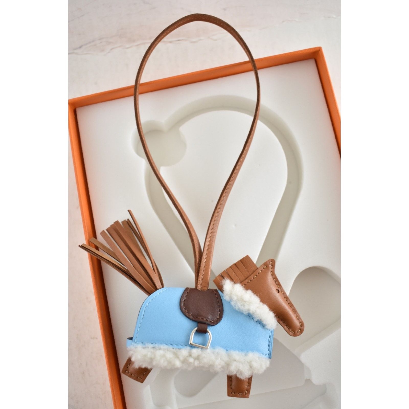 Hermes Hermes Horse Rodeo Robeo Plush Blue Celeste Milo Leather Size ONE SIZE - 10 Thumbnail