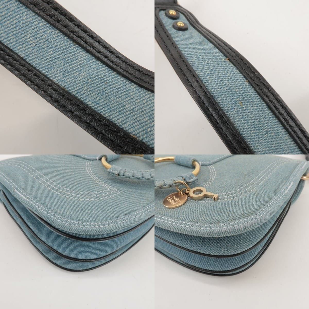 Chloe See by Chloe Hana Denim Shoulder Bag Blue Size ONE SIZE - 4 Thumbnail
