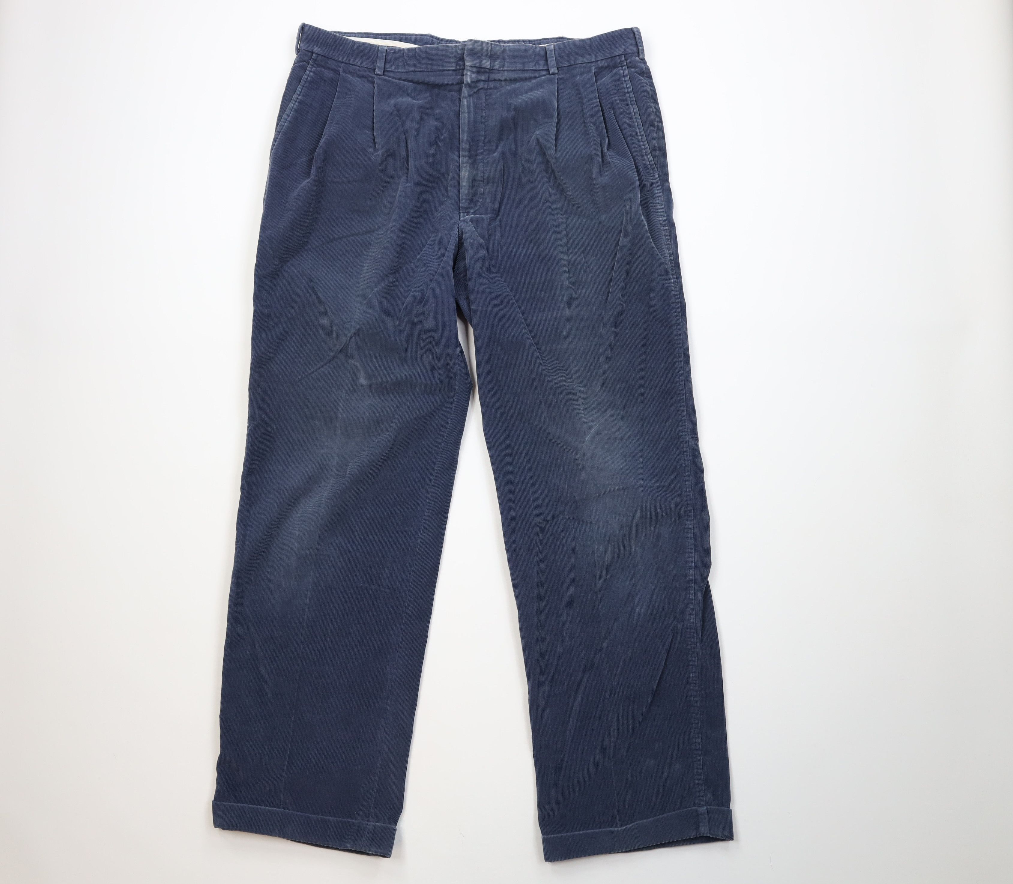 Lands' End Vintage 70s Lands End Wide Leg Corduroy Chino Pants Blue USA Size US 40 / EU 56 - 1 Thumbnail