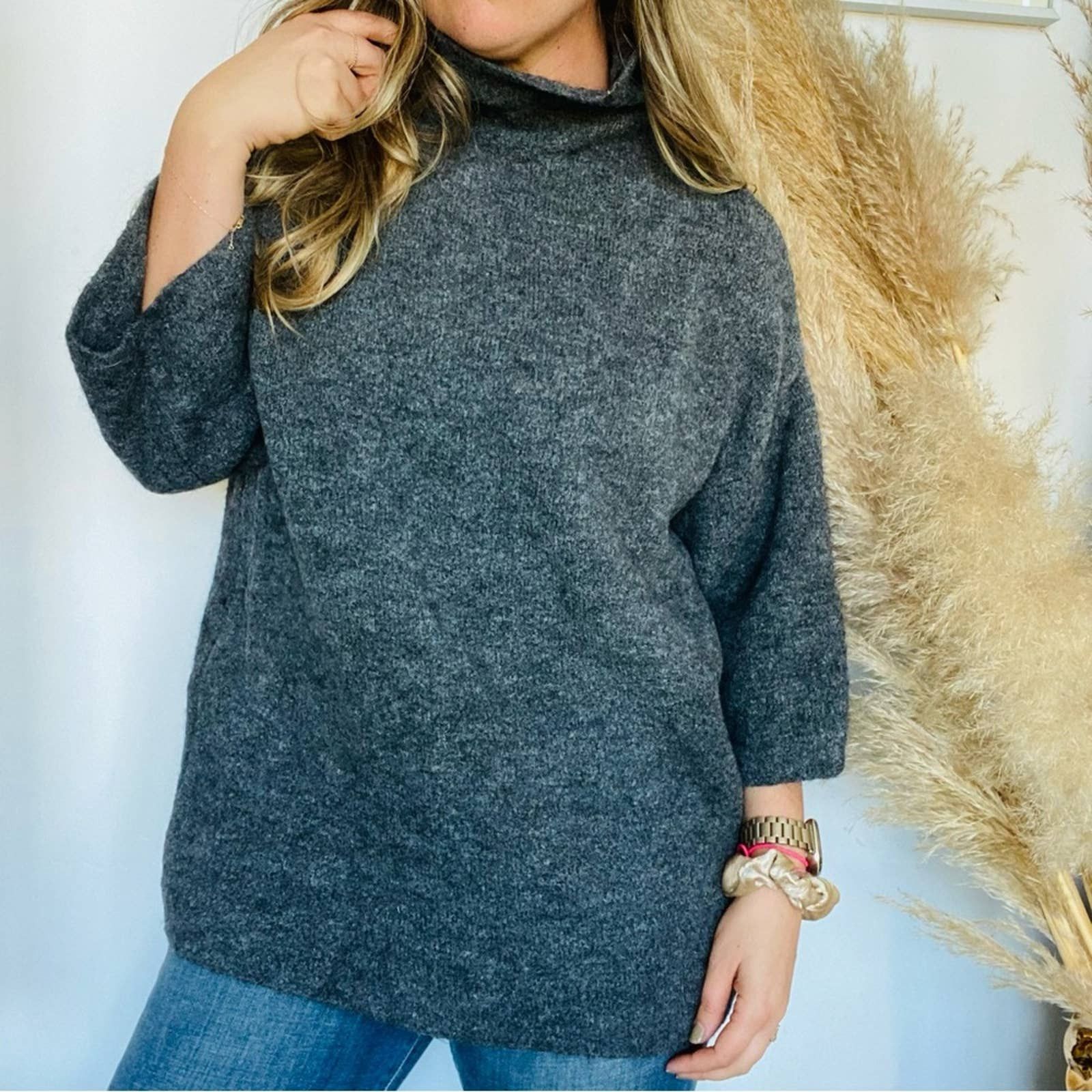 Zara ZARA Knit Italian Yarn Charcoal Grey Turtleneck Sweater Grailed