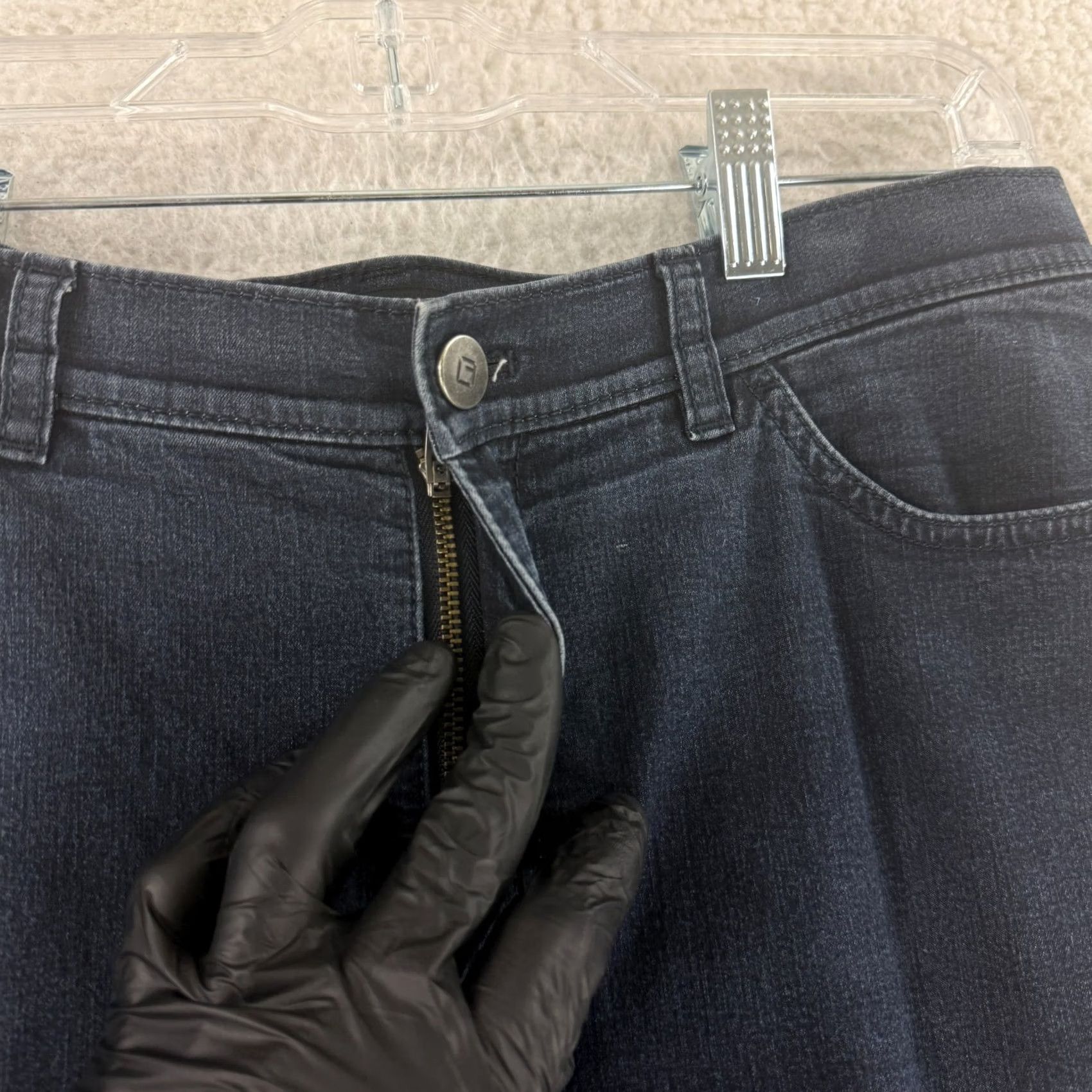 Denime Lafayette 148 New York Jeans Womens Size 8 Blue Denim Cropped Mid-Rise Wide Cuff Casual Regular Inseam 23.5" Pants/Jeans Womens Size 30" / US 8 / IT 44 - 5 Thumbnail