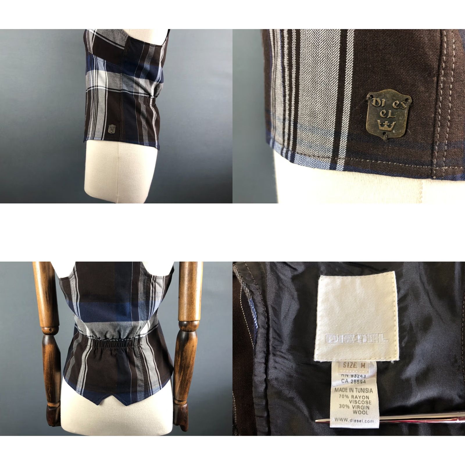 Diesel Diesel Gilet Vest Multicolor Check Shirt Womens M Short Sleeve Sleeveless Size M / US 6-8 / IT 42-44 - 8 Thumbnail