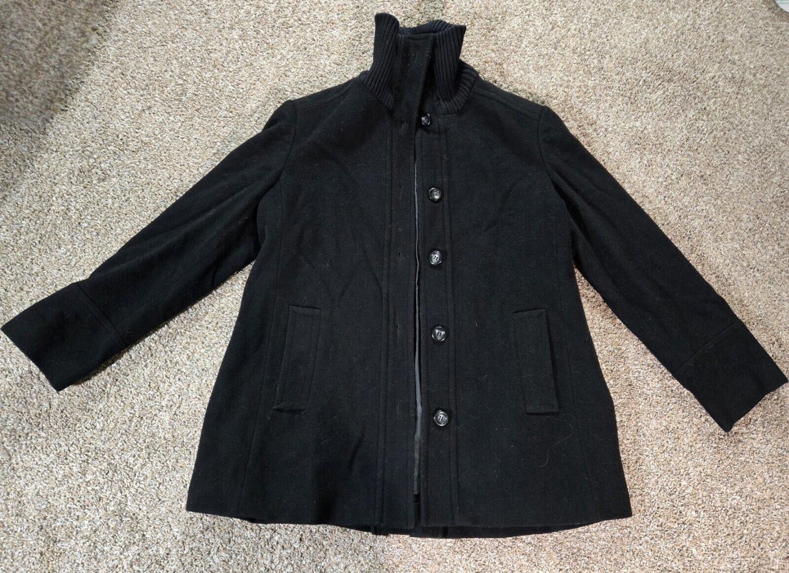 Designer Fleet Street Wool Black Peacoat Turtle Neck & Buttons XL Size XL / US 12-14 / IT 48-50 - 1 Thumbnail