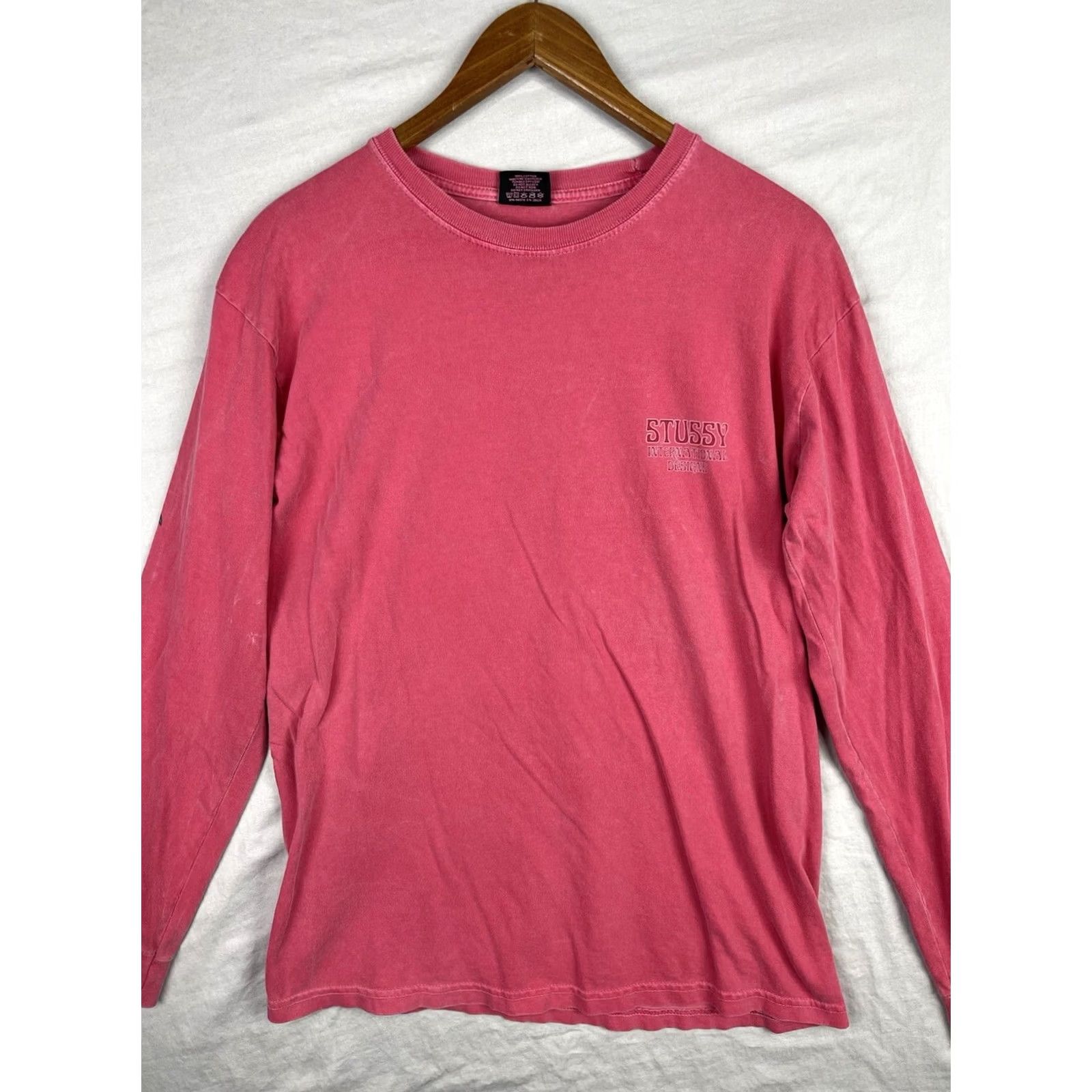 Vintage Stussy Shirt Mens M Pink Skull Roses Long Sleeve Pullover Logo Graphic Print T-Shirt Streetwear Regular Fit Adults Mens Size US M / EU 48-50 / 2 - 2 Thumbnail