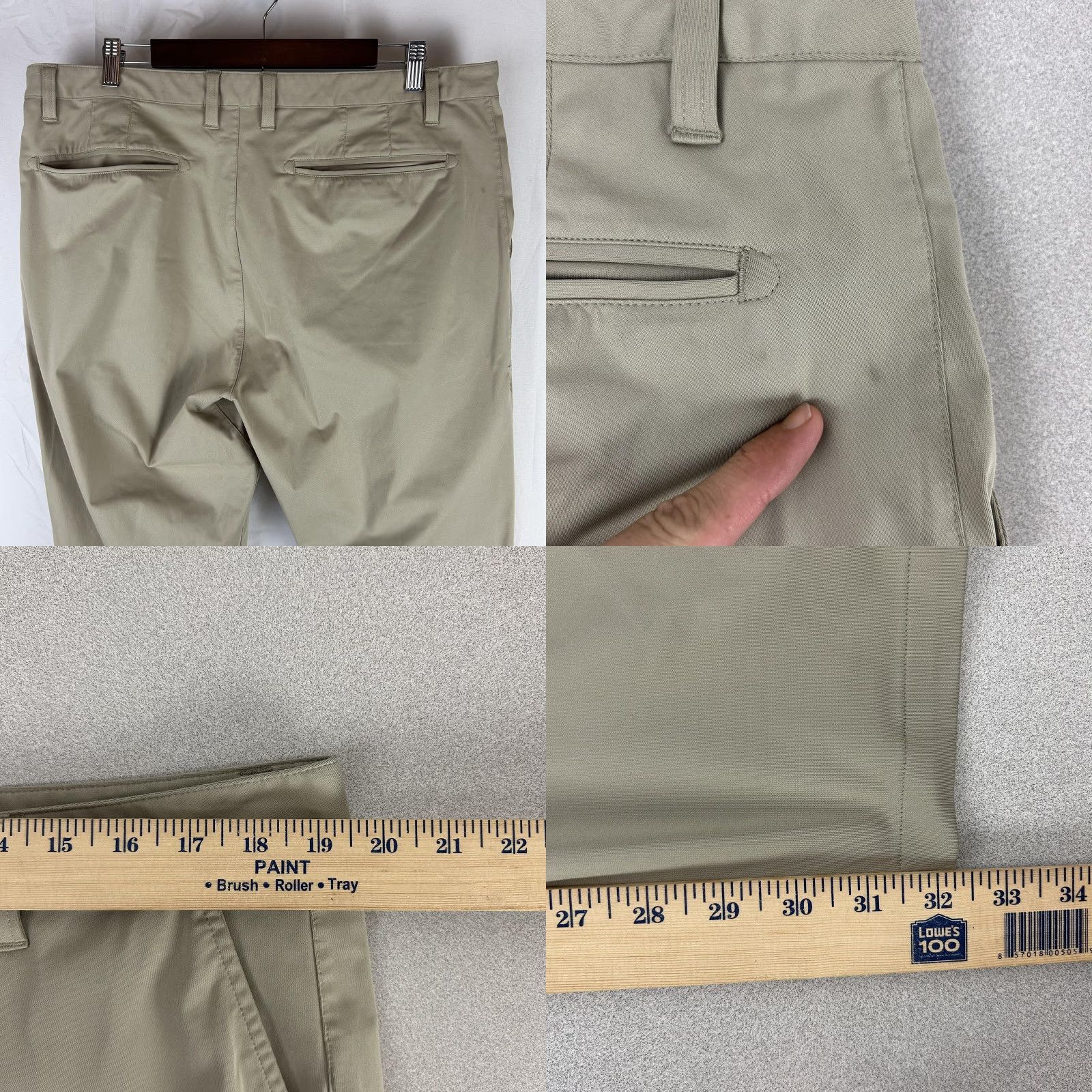 Rhone Rhone Commuter Pants Mens 38x33 Beige Performance Chino Slant Pockets Flat Front Zip Fly 100% Polyester Tapered Inseam 33 Regular Size US 38 / EU 54 - 9 Thumbnail