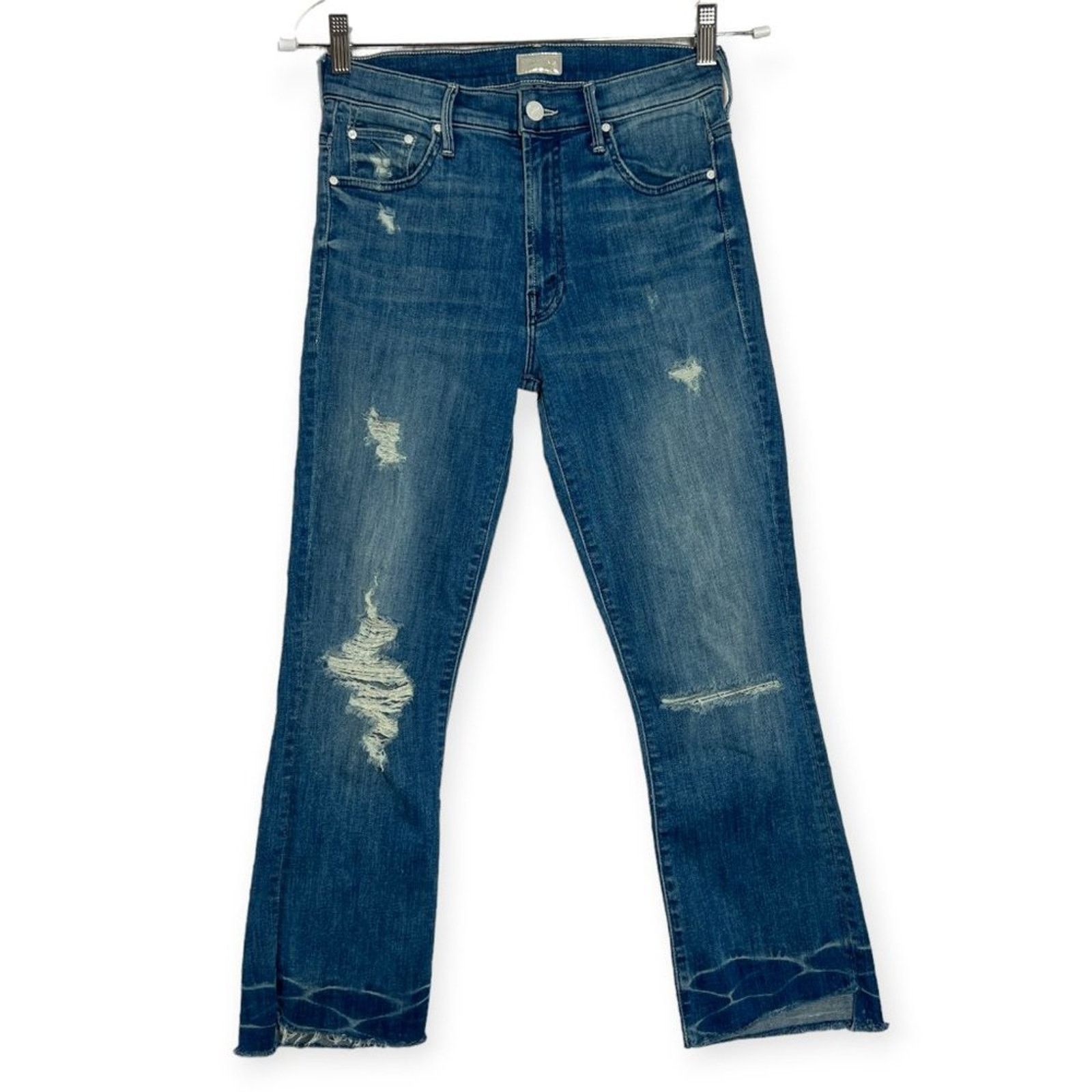 MOTHER MOTHER Insider Crop Step Fray Jeans 26 Naughty Distressed Size 26" / US 2 / IT 38 - 1 Thumbnail