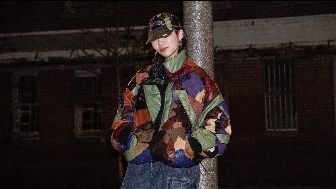 Other leather multi-color patchwork jacket made-to-order Size L / US 10 / IT 46 - 1 Thumbnail