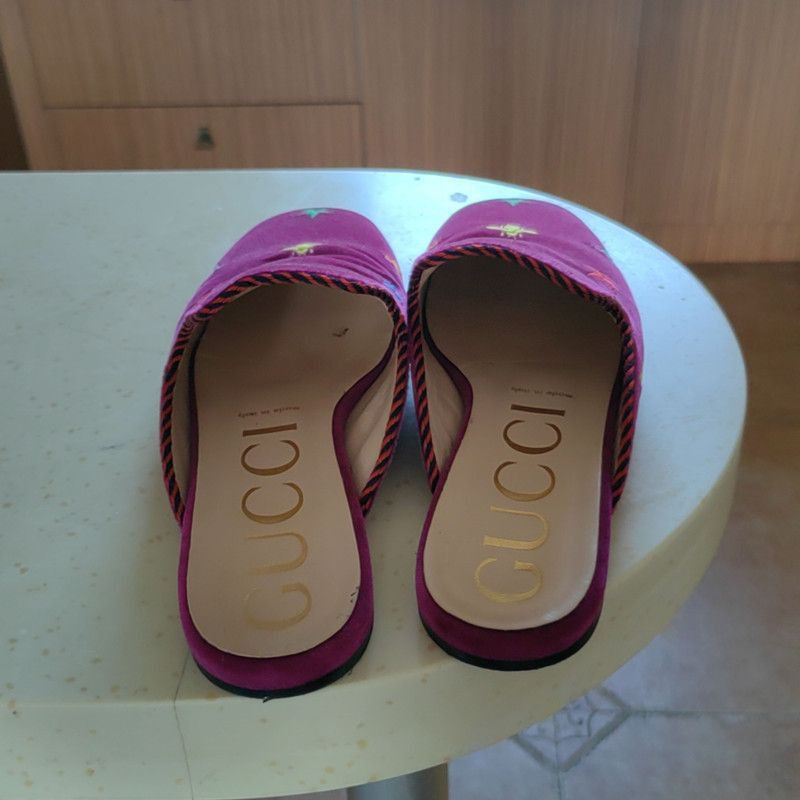 Gucci Gucci Embroidered Purple Slip-On Sandals - Size US 7.5 / EU 40-41 - 3 Thumbnail