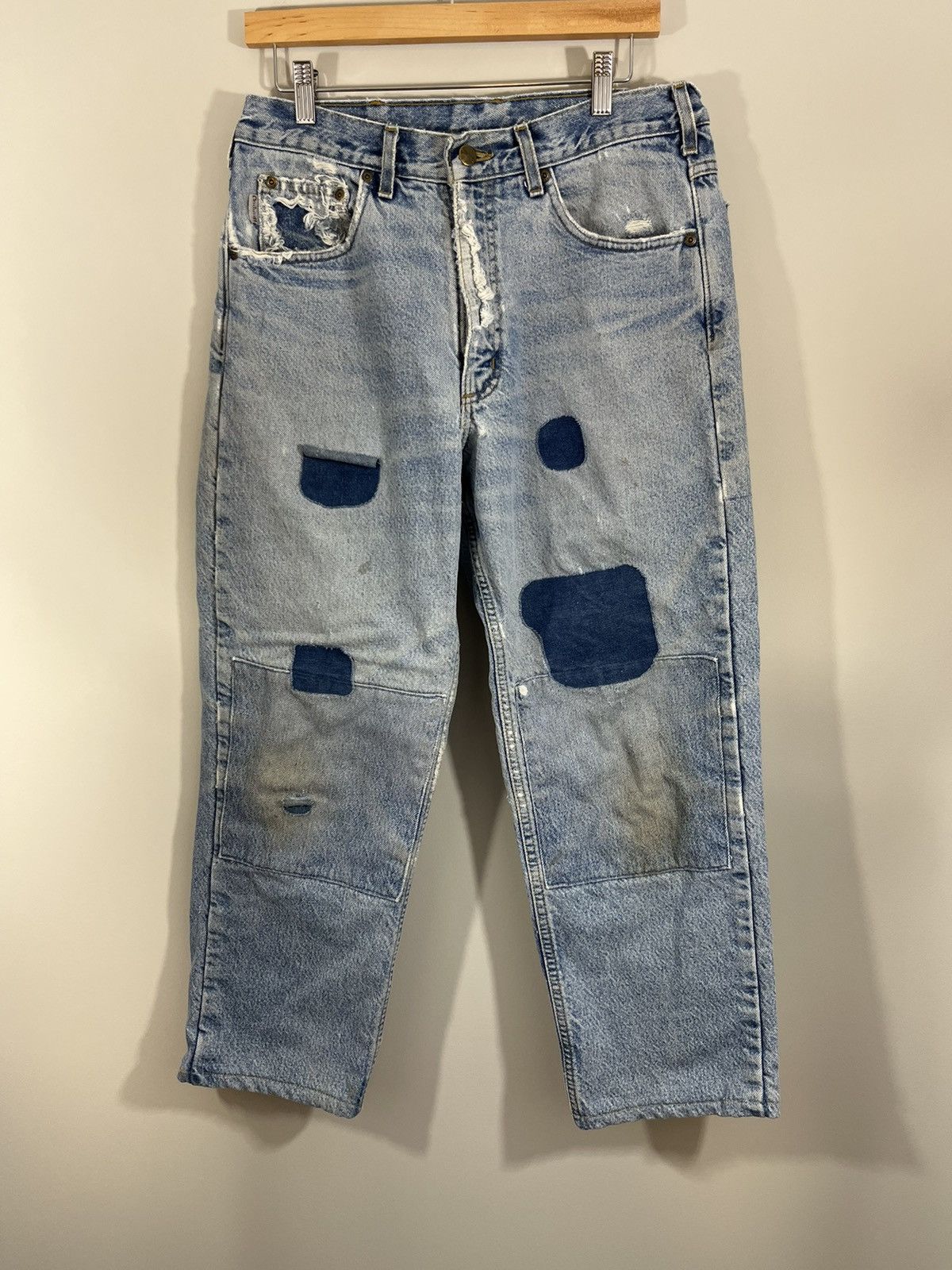 Carhartt Thrashed Patched Flannel Lined Distressed Jeans Size US 32 / EU 48 - 1 Thumbnail