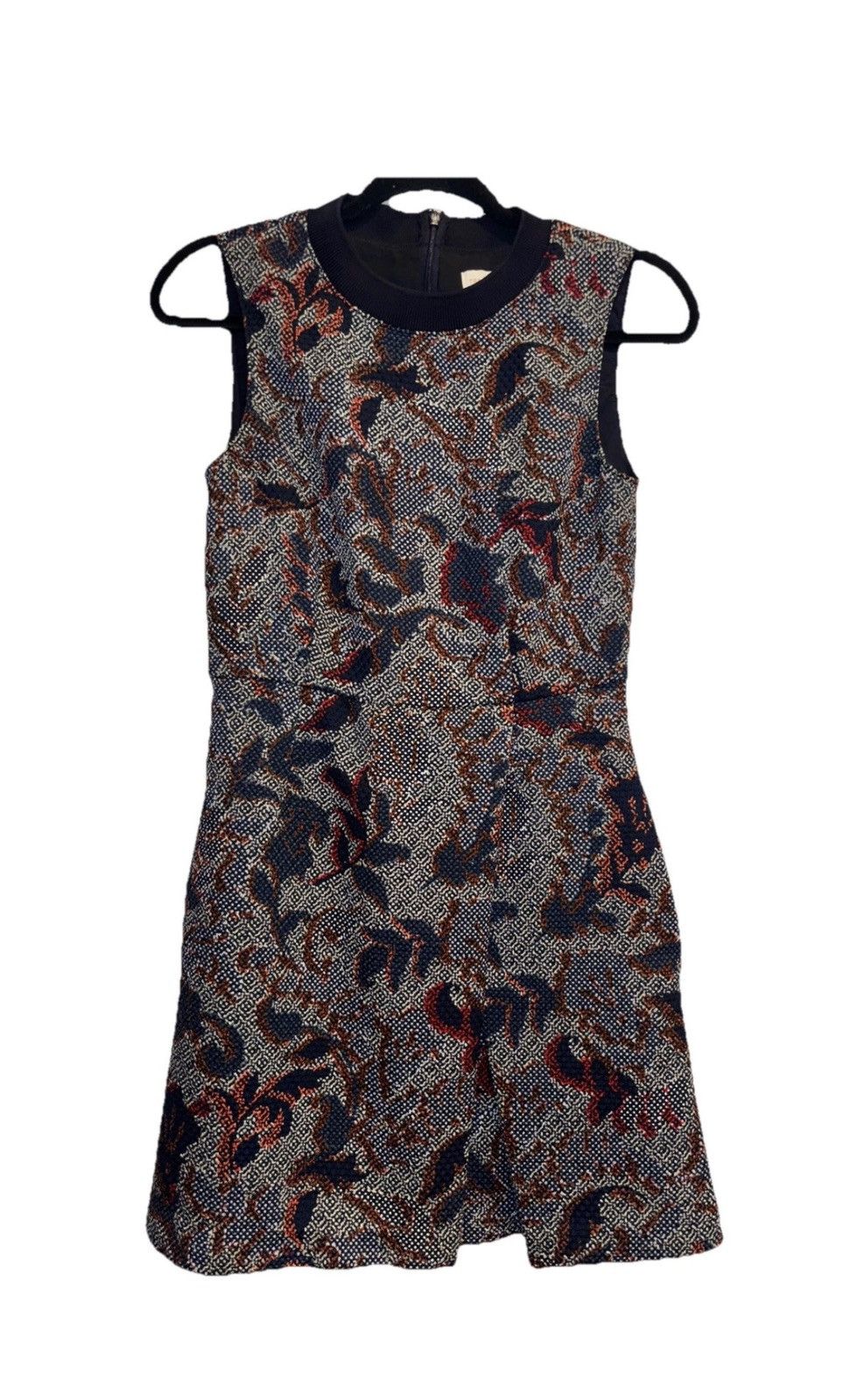Tory Burch Tory Burch Dahlia Navy Pixelated Brocade Print Mini Dress Size XS / US 0-2 / IT 36-38 - 5 Thumbnail