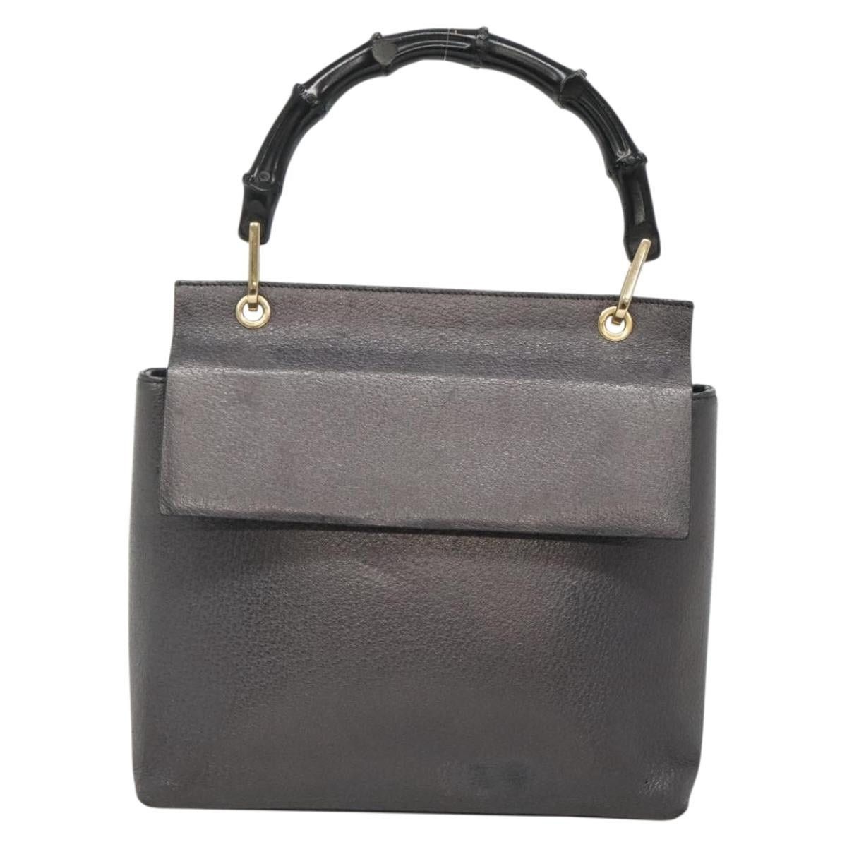 Gucci GUCCI Bamboo Hand Bag Leather Gold Charcoal Gray 001 3444 Size ONE SIZE - 2 Thumbnail