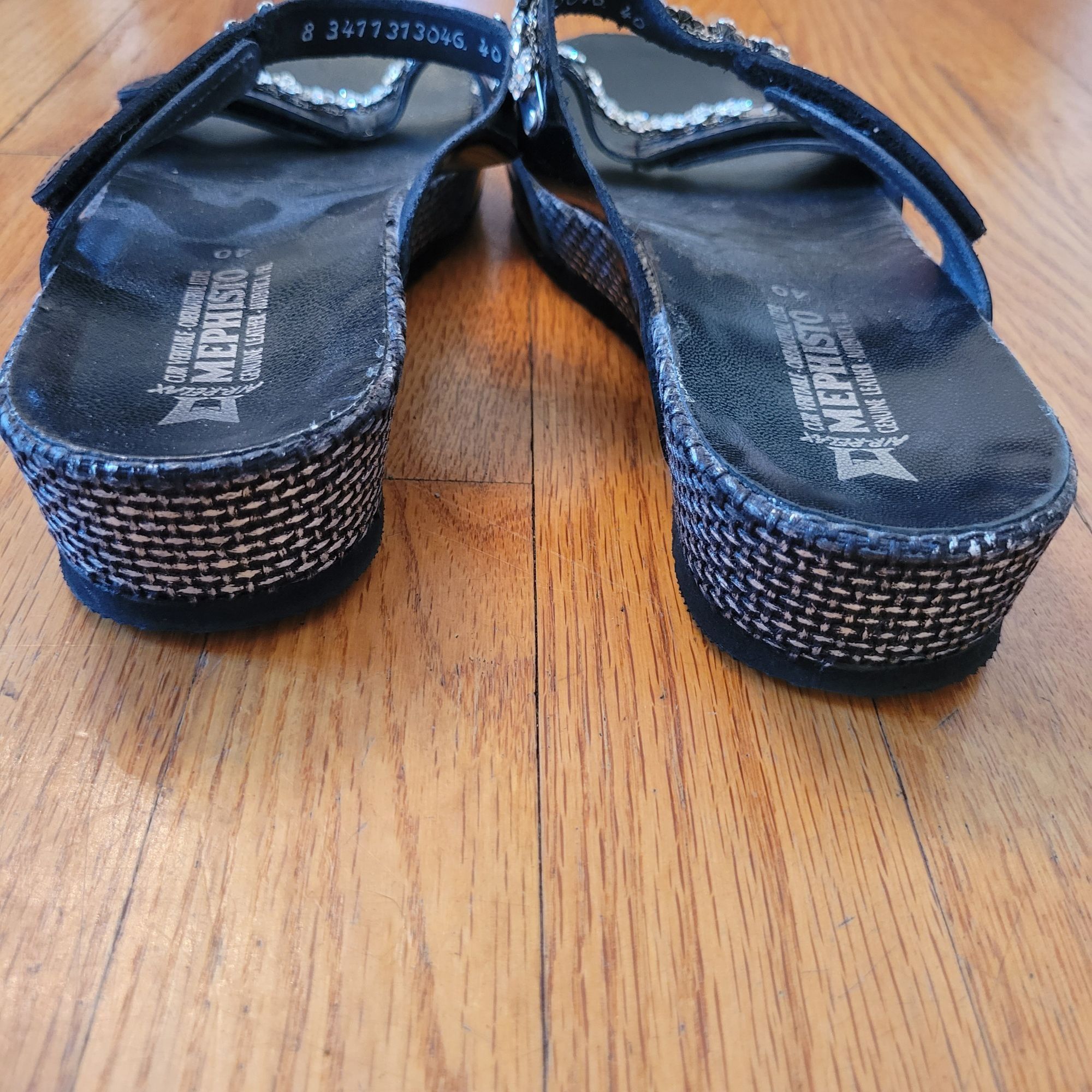 Mephisto Mephisto 10 Rhinestone Black Patent Leather Strap Platform S Size US 10 / IT 40 - 4 Thumbnail