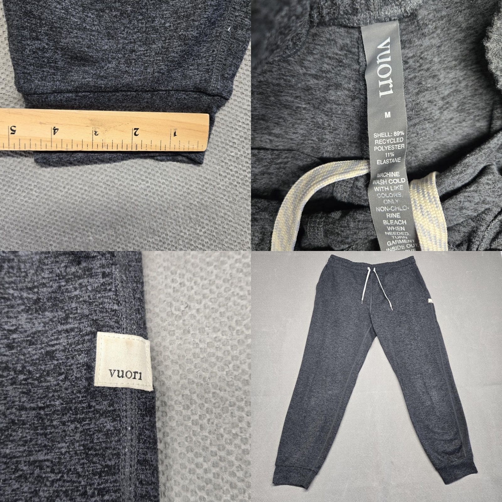 Vuori Vuori Jogger Pants Mens Medium Gray Fleece Elastic Waist Pockets Stretch Tapered Leg Gr ay Size US 31 - 8 Thumbnail
