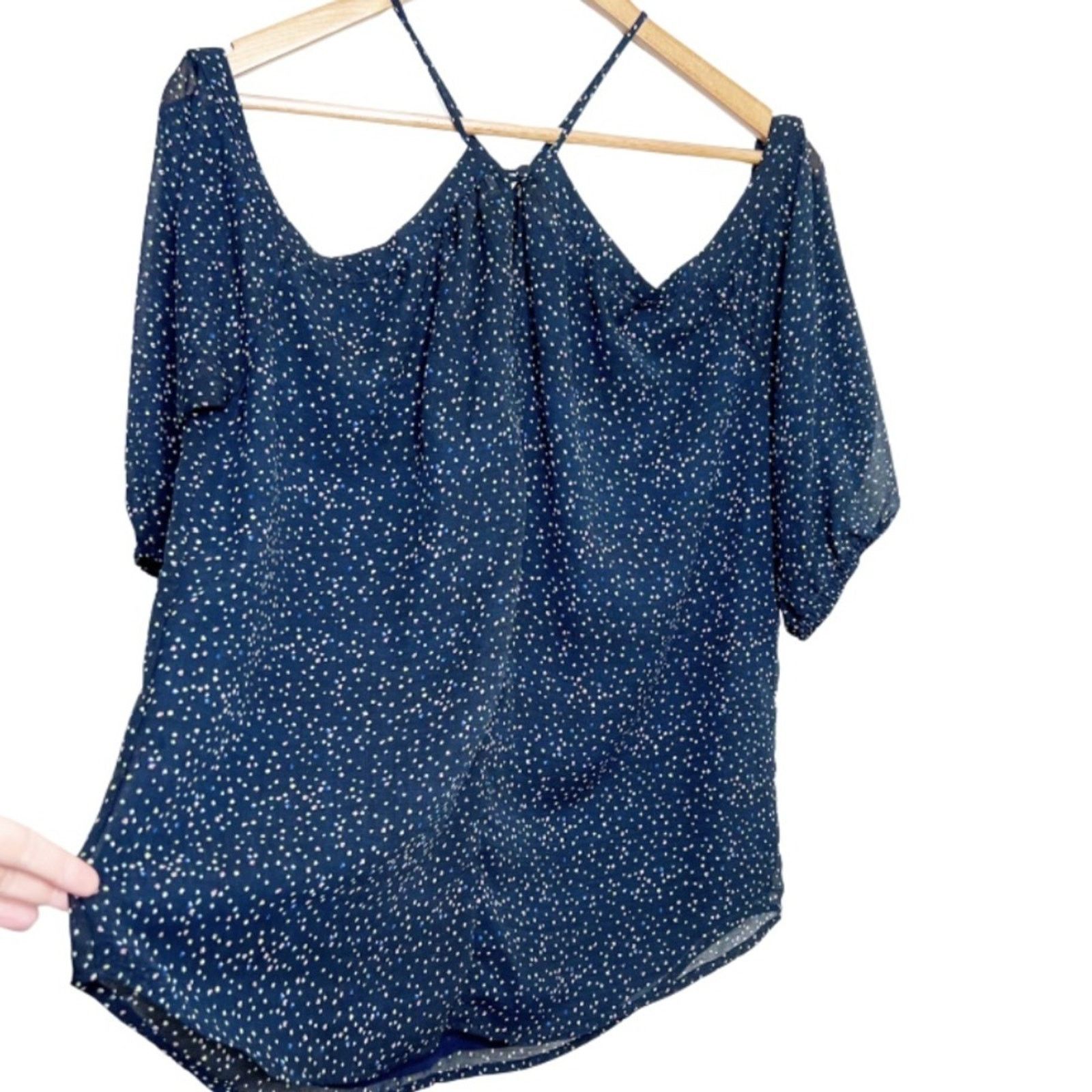 Other New with Tags Papermoon Women's Lidia Polka Dot Navy Blouse Size M / US 6-8 / IT 42-44 - 10 Thumbnail